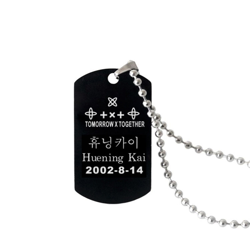 Stainless steel lettering black tag