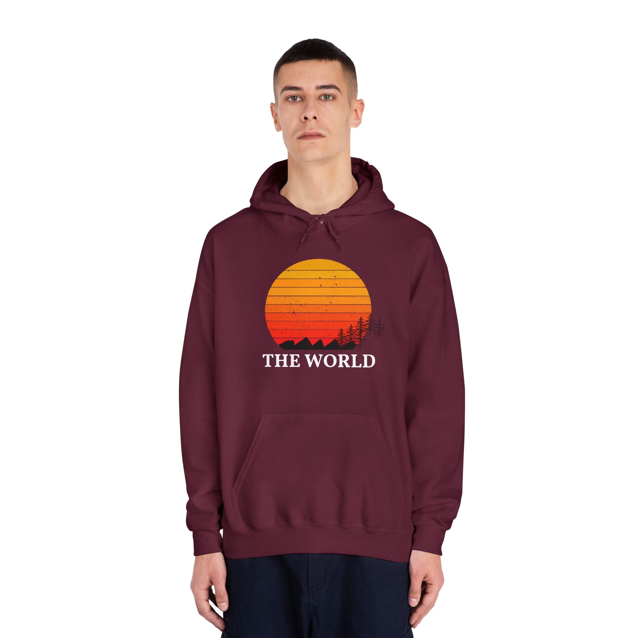 Sunset Vibes Unisex Hooded Sweatshirt - 'THE WORLD' Design