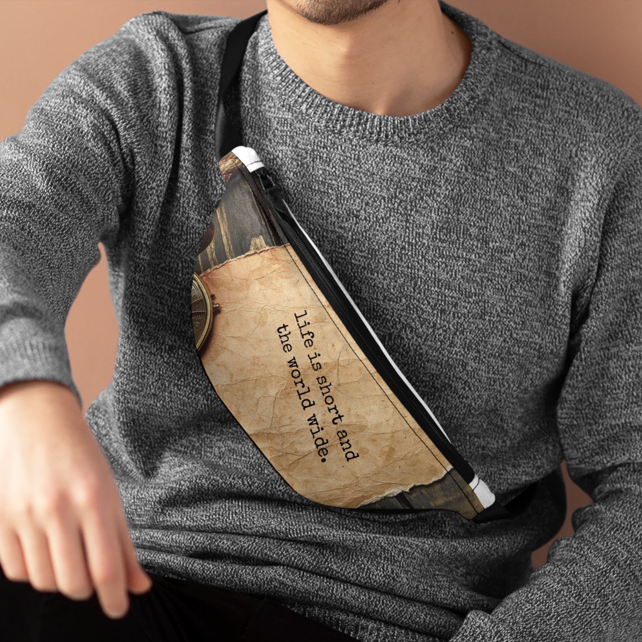 Adventurous Quote Fanny Pack, Casual Travel Bag, Unique Gift for Travelers, Outdoor Accessory, Stylish Hiking Companion