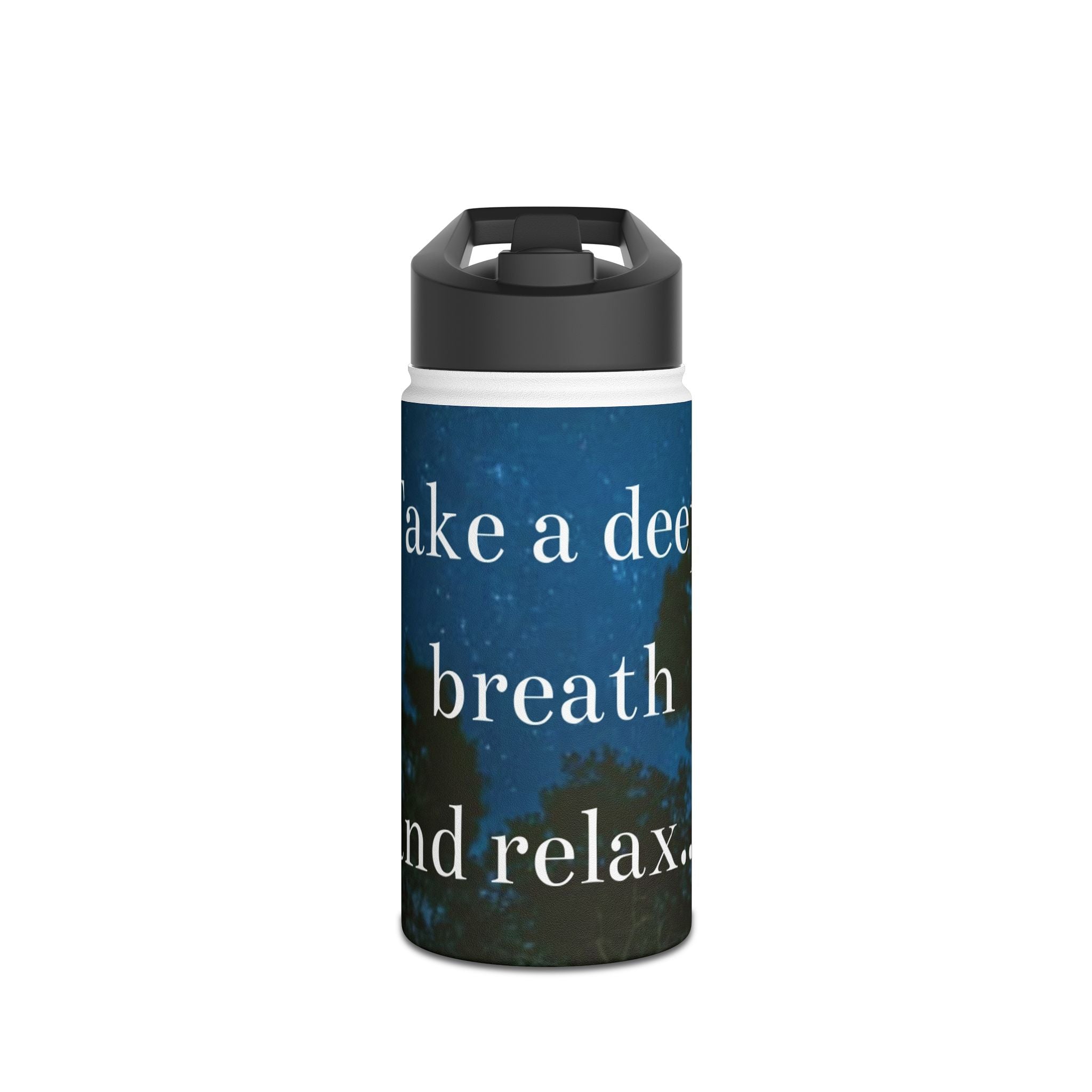 Serene Stainless Steel Water Bottle with Inspirational Quote, Travel Tumbler, Eco-Friendly Flask, Fitness Hydration, Gift for Nature Lovers