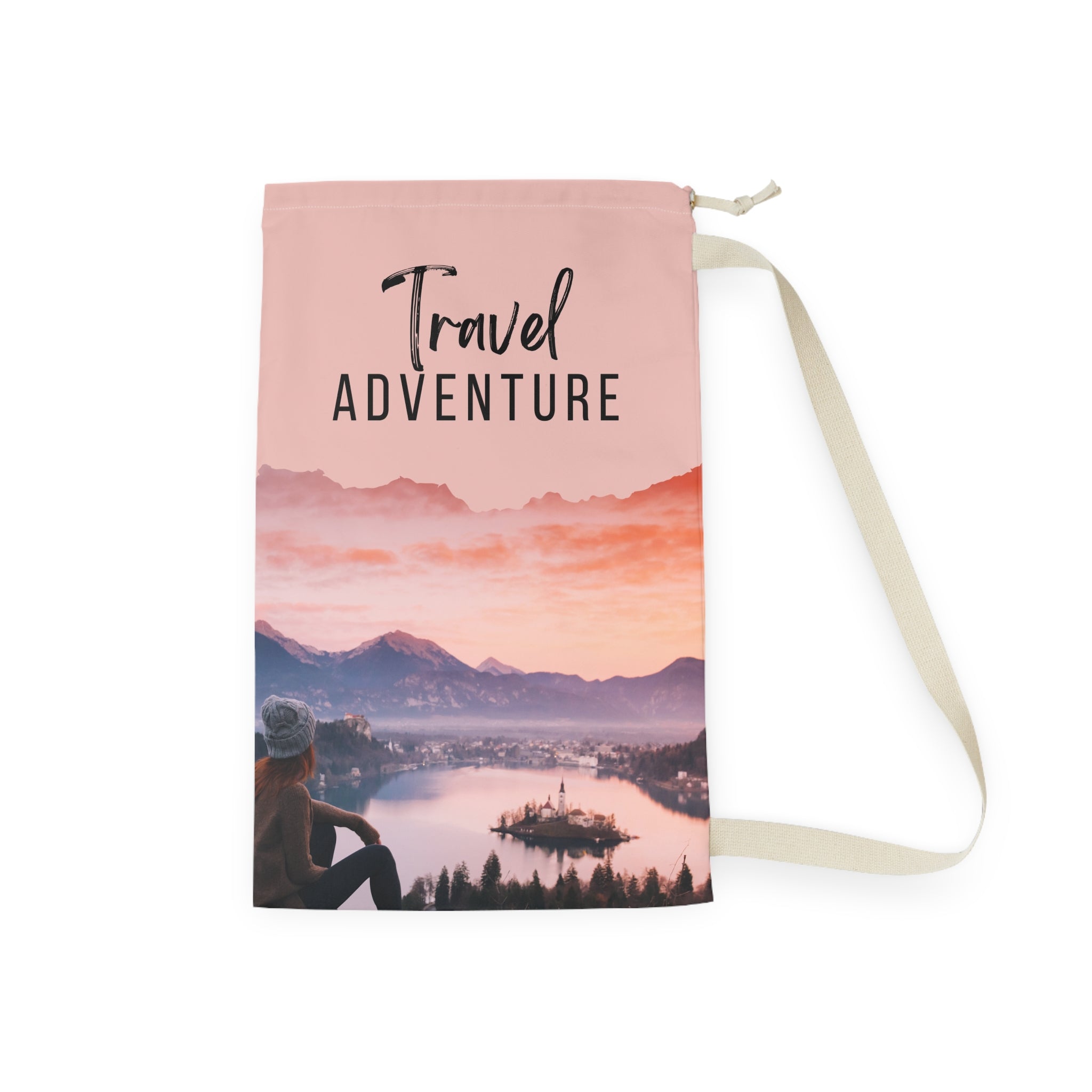 Travel Adventure Laundry Bag, Stylish Storage, Vacation Organizer, Clothes Carrier, Gift for Travelers, Beach Bag, Home Decor