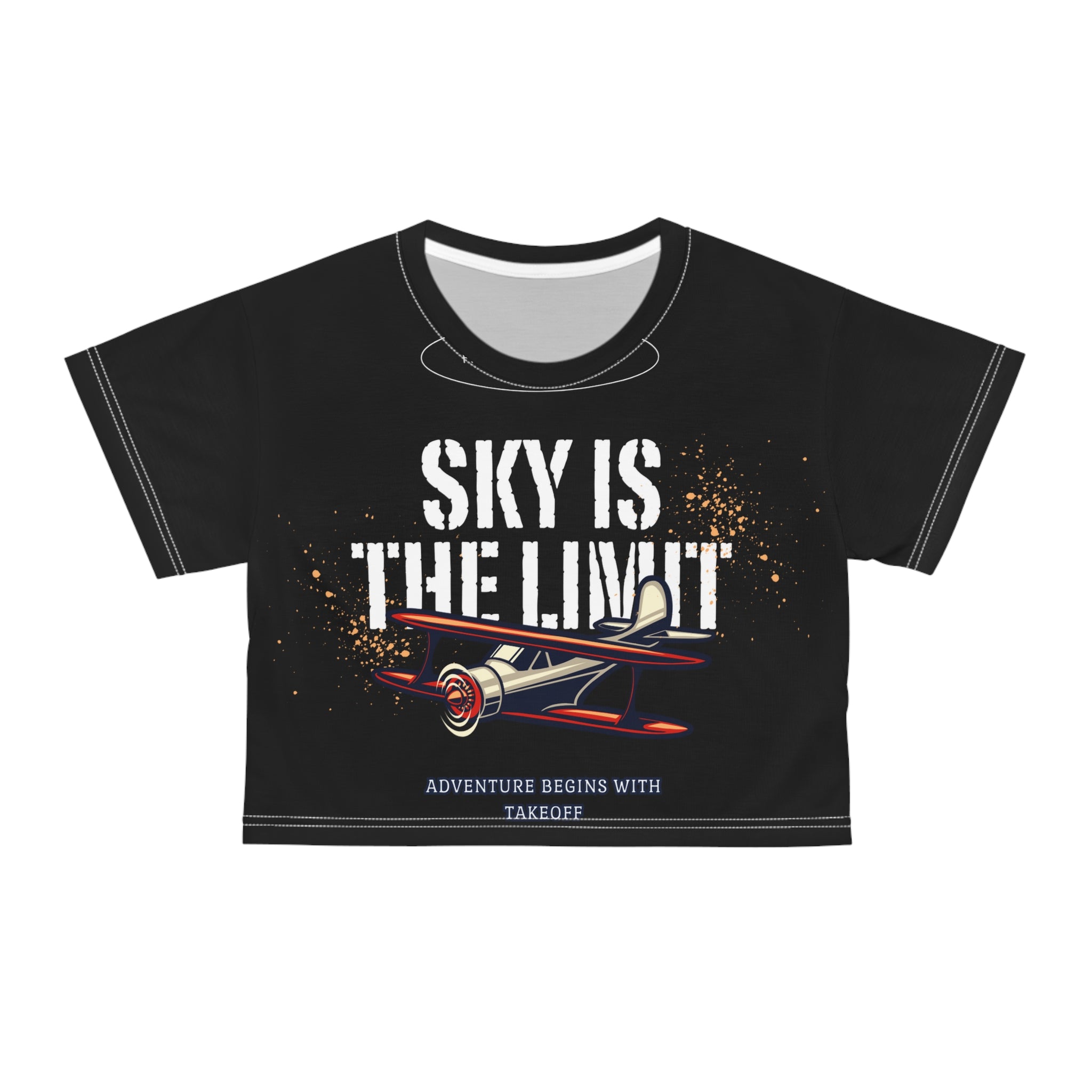 Adventure-Themed Crop Tee - 'Sky is the Limit' Inspirational Top
