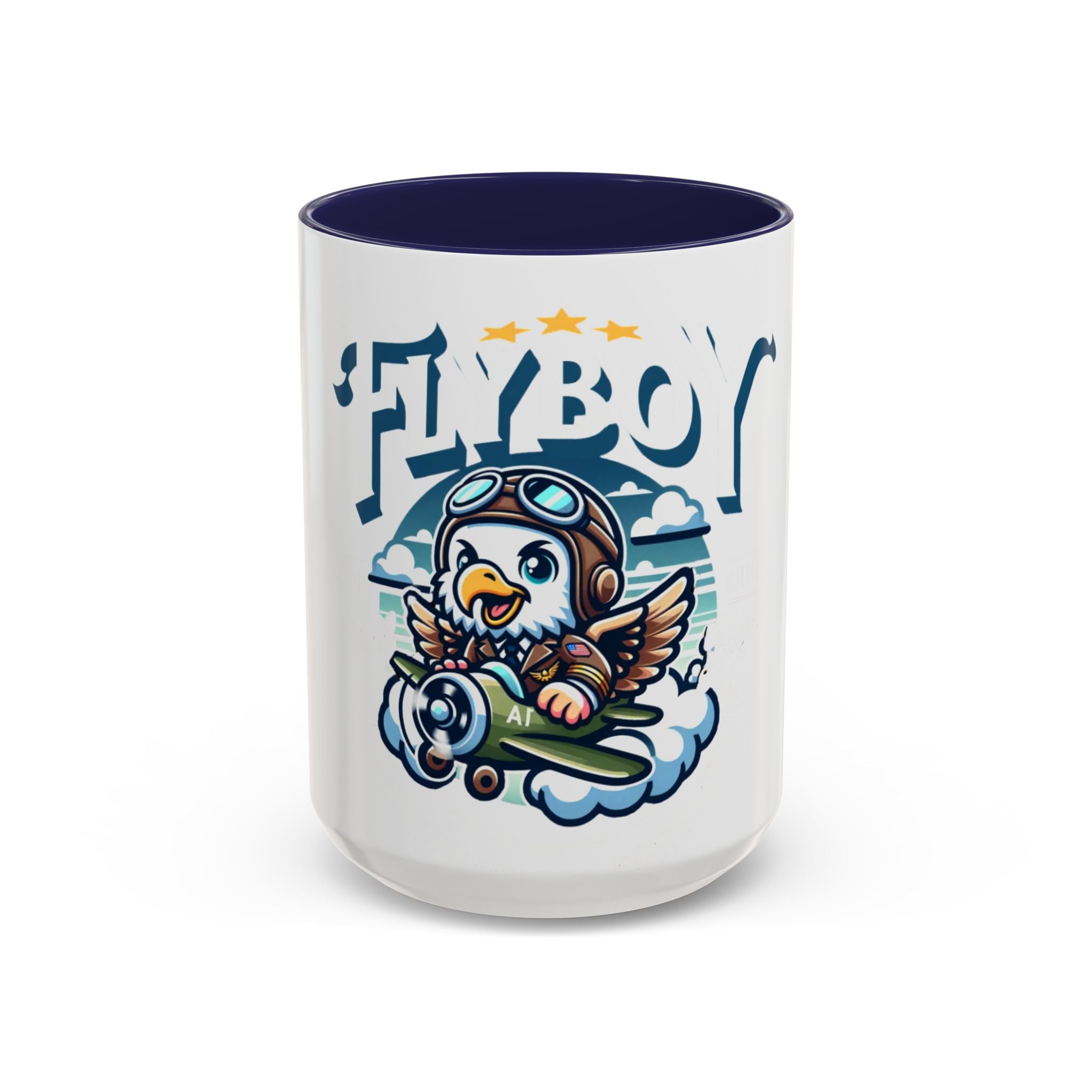 Flyboy Pilot Coffee Mug, Cute Bird Mug, Aviation Gift, Kids' Hot Chocolate Cup, Fun Airplane Decor, Unique Birthday Present
