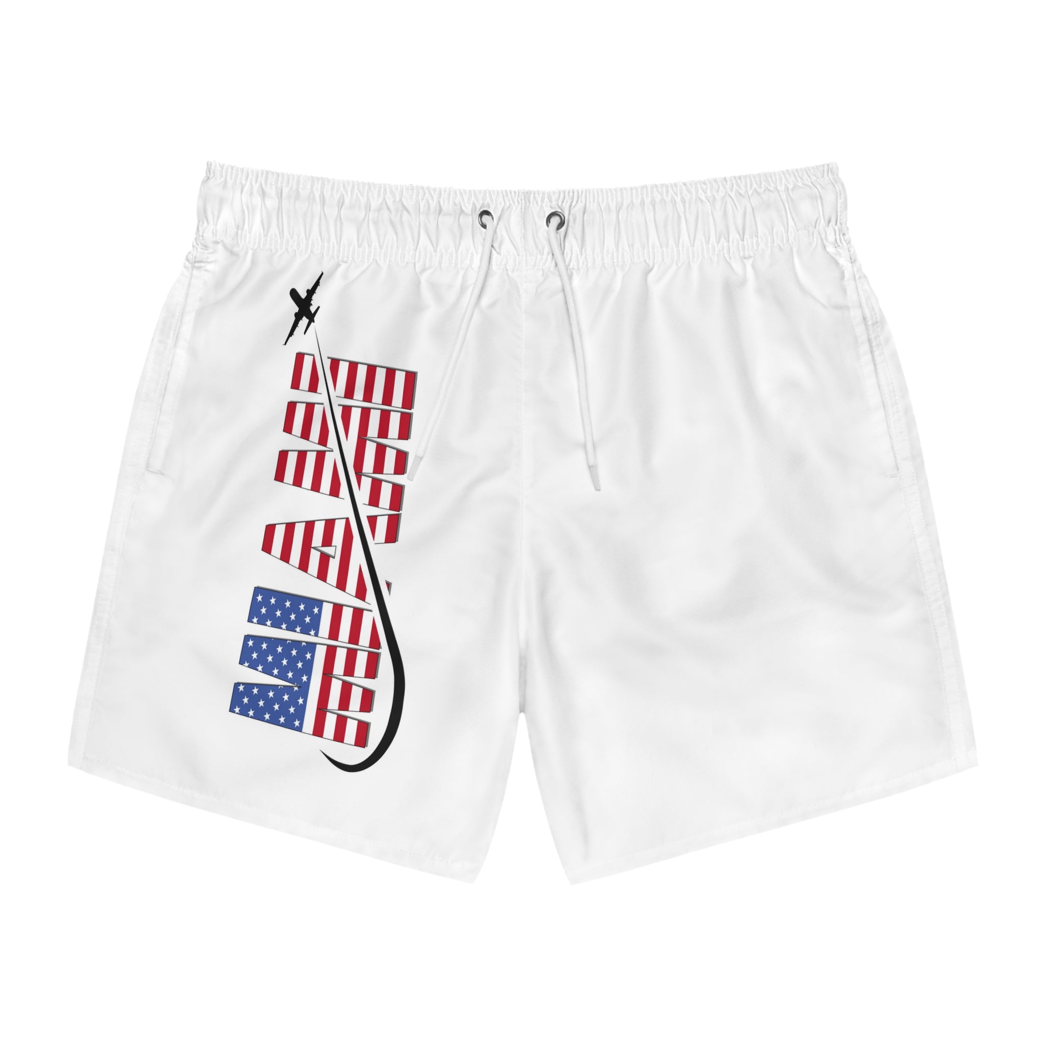 Patriotic Swim Trunks with American Flag Design