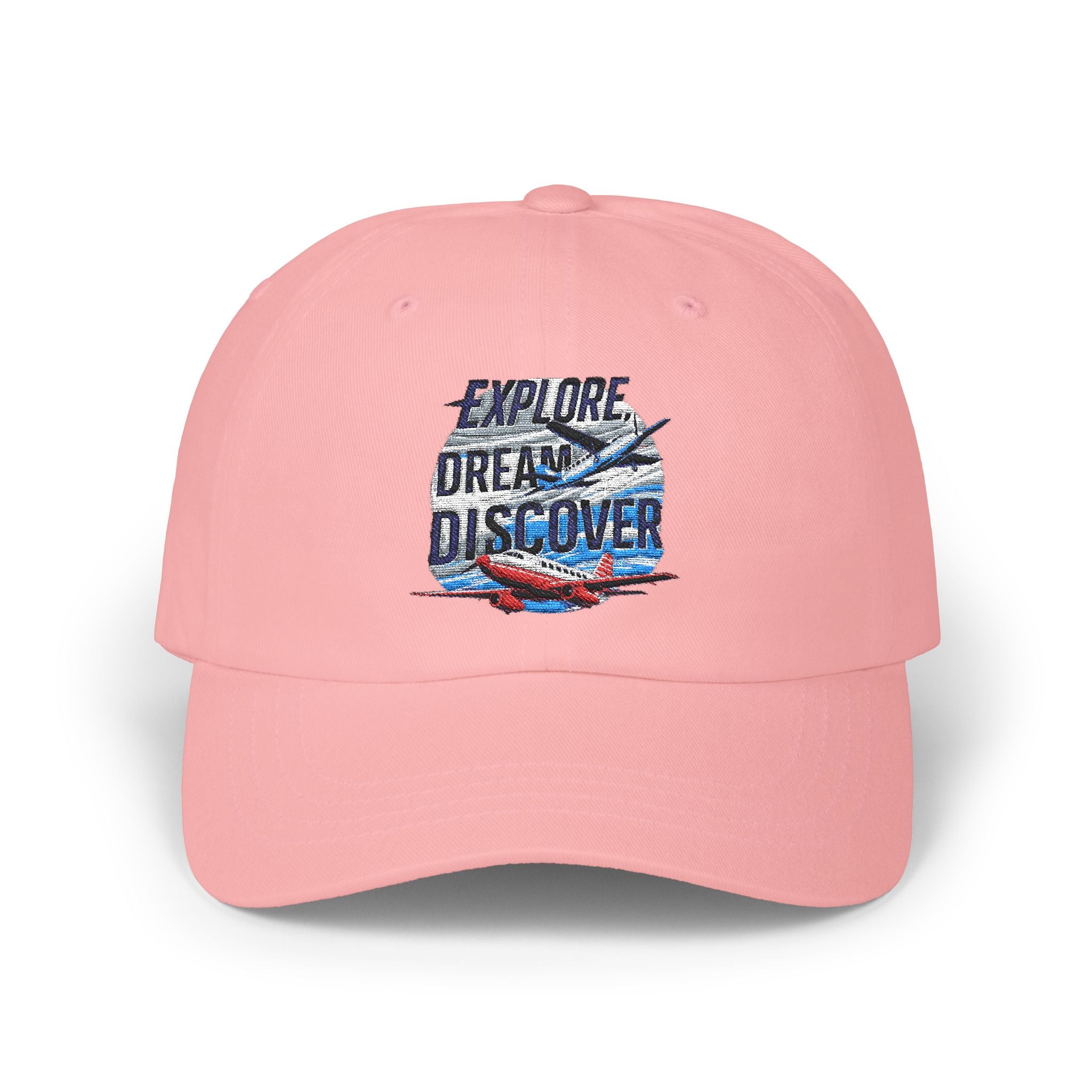 Explore Dream Discover Dad Cap - Adventure Inspired White Baseball Hat