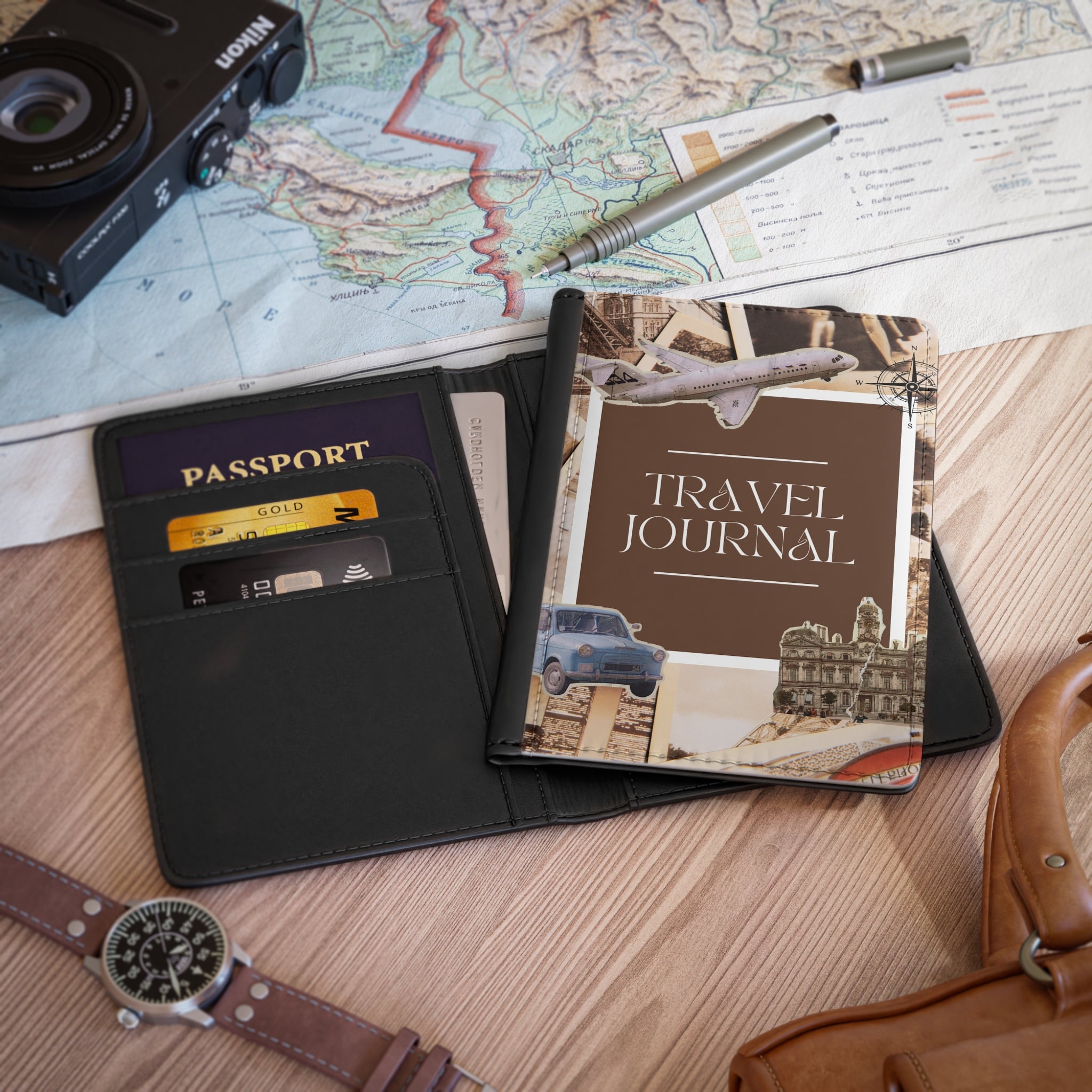 Travel Passport Cover, Adventure Journal Holder, Lightweight Travel Wallet, Gifts for Travelers, Vacation Accessories