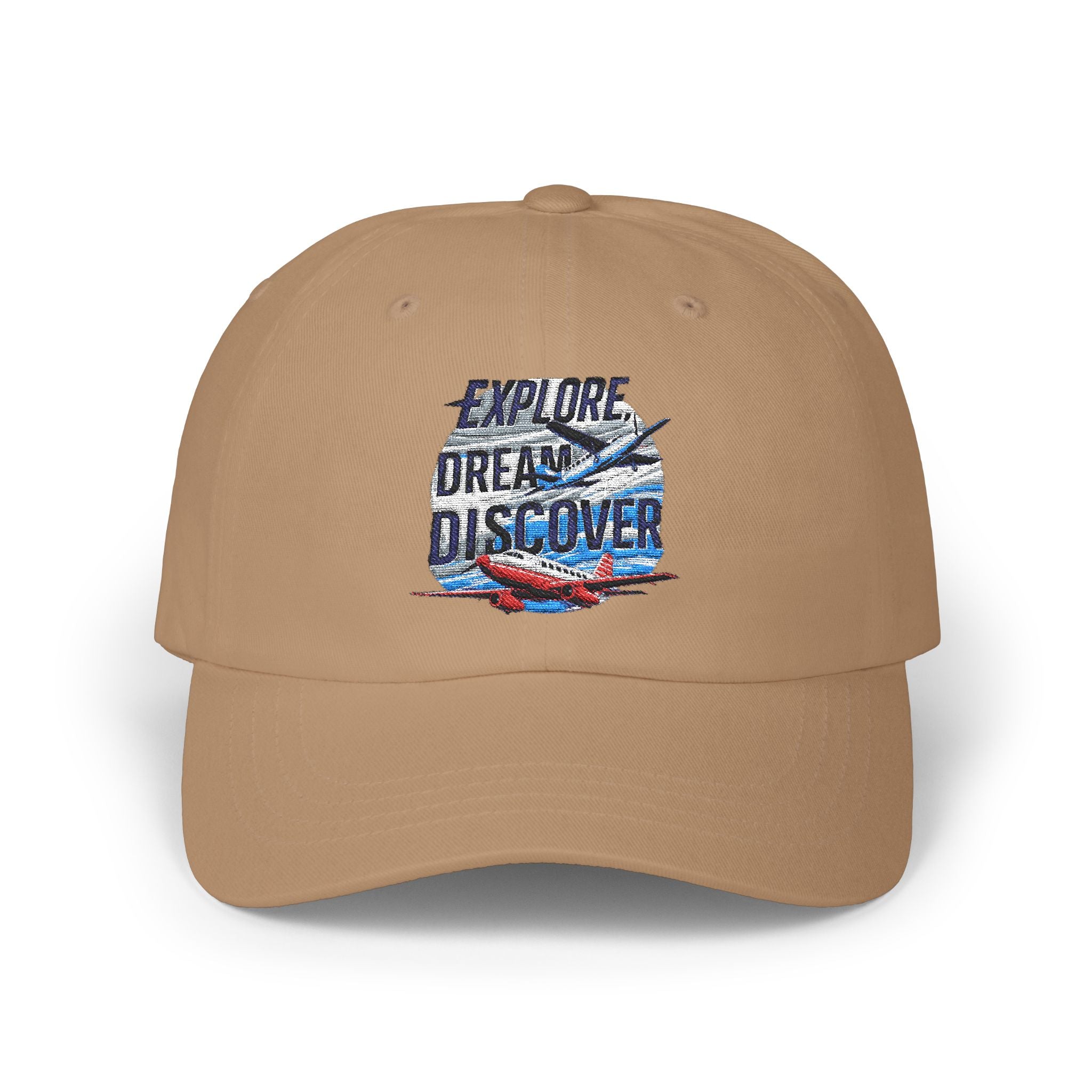Explore Dream Discover Dad Cap - Adventure Inspired White Baseball Hat