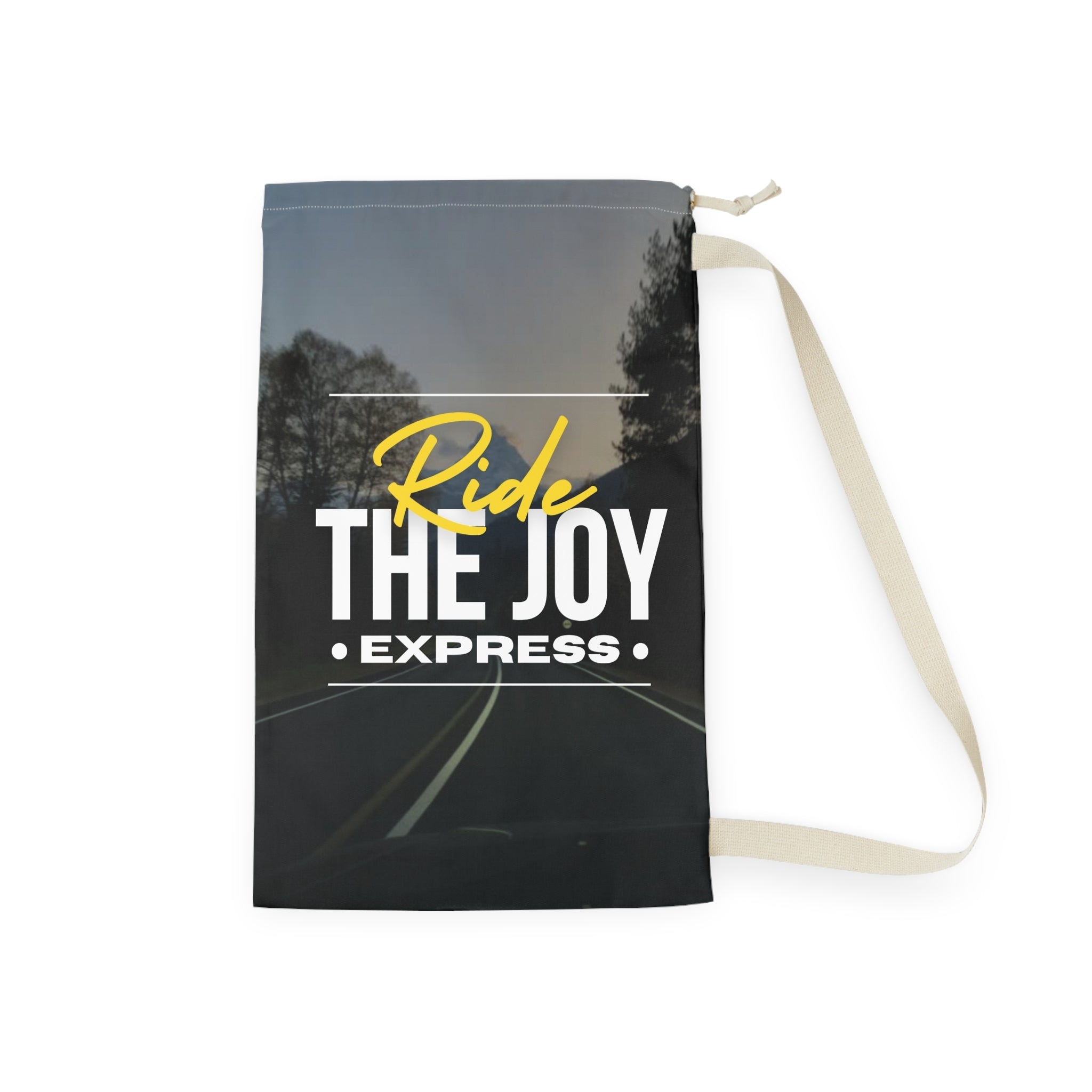 Joyful Laundry Bag, Fun Storage Bag, Gift for Students, Eco-Friendly Bag, Travel Laundry Bag, Ride the Joy Design