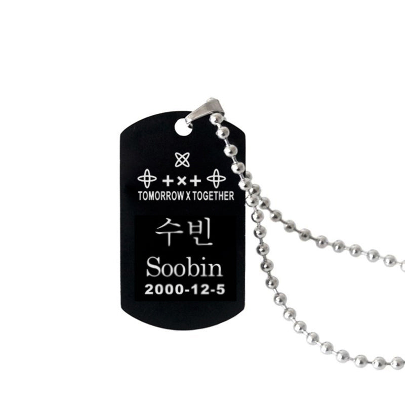 Stainless steel lettering black tag