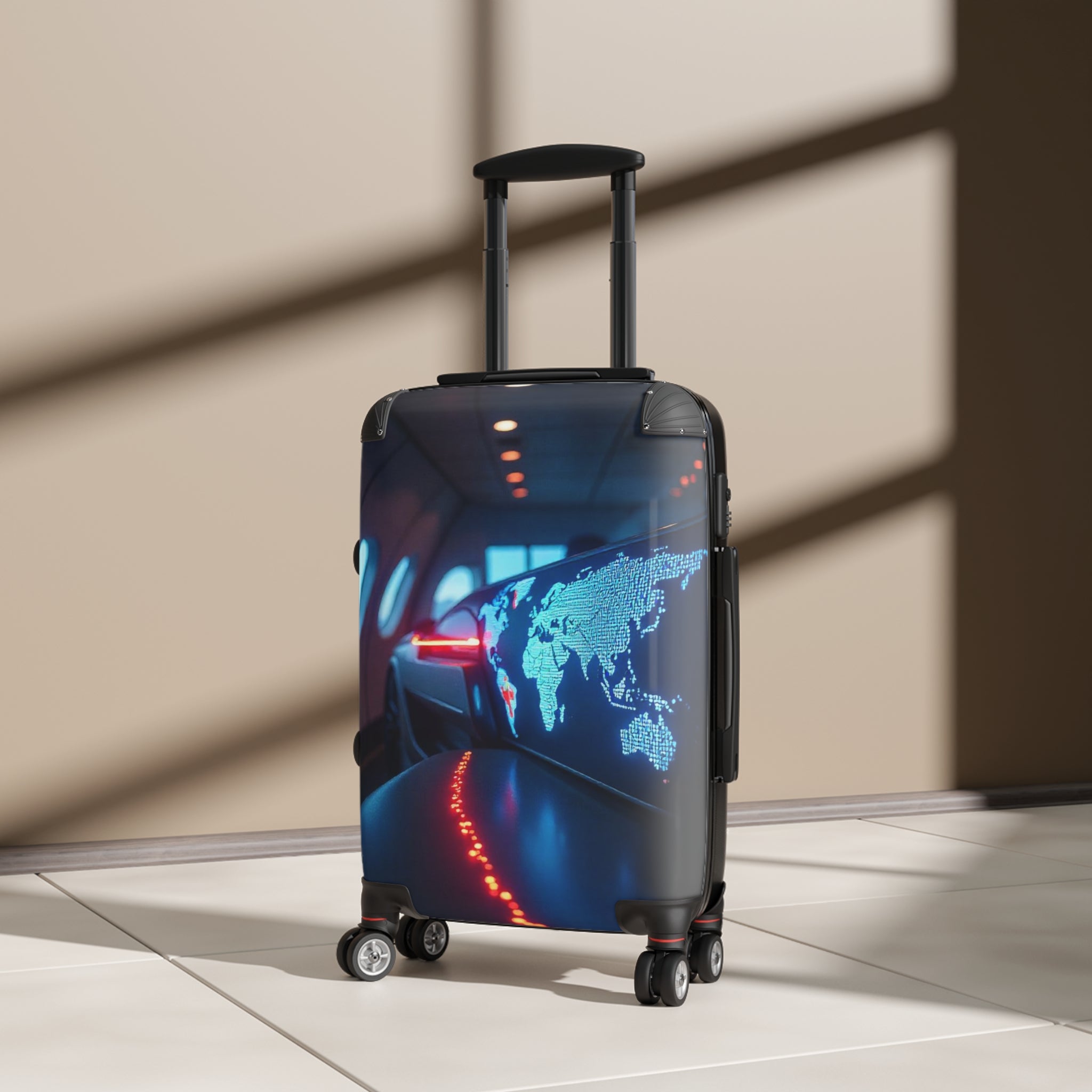 Travel Suitcase with World Map Design - Stylish Luggage for Adventurers