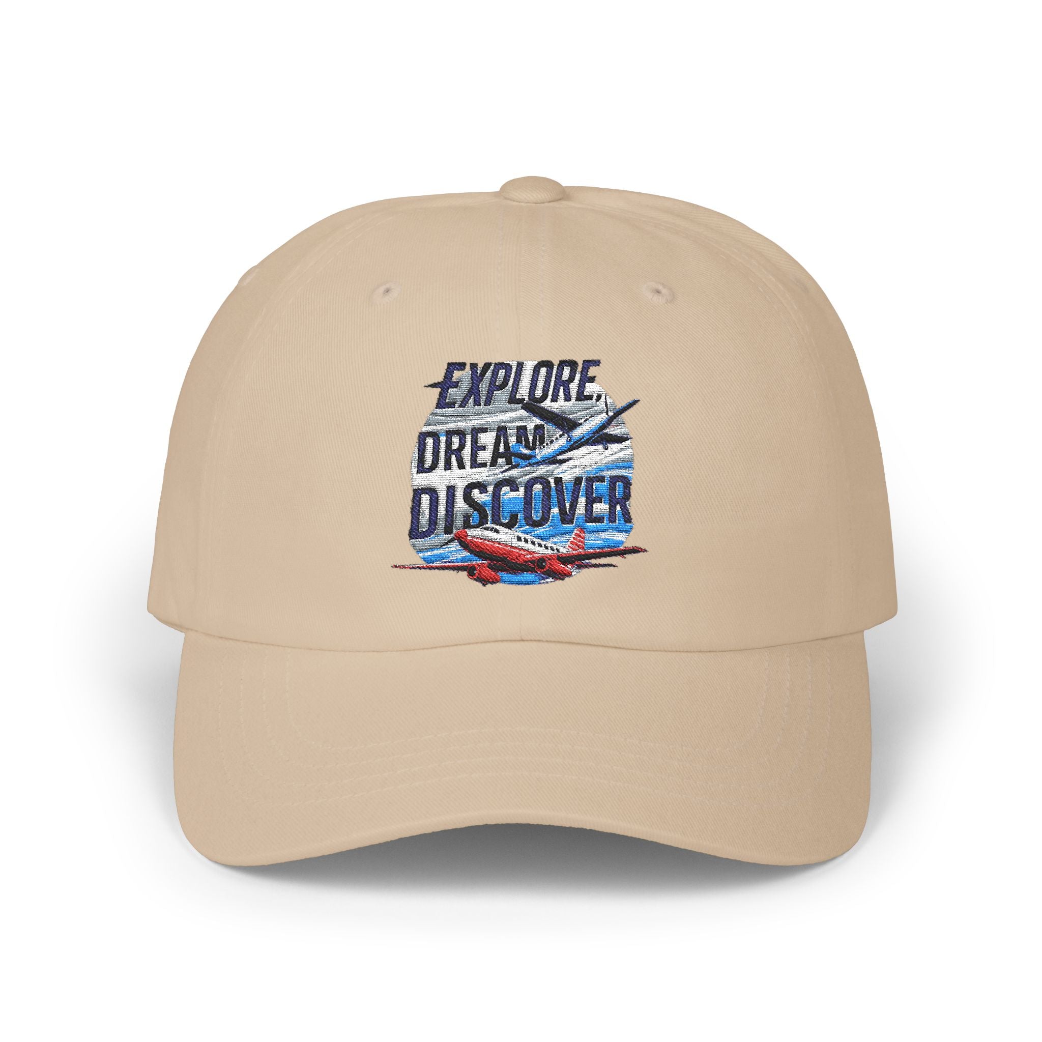 Explore Dream Discover Dad Cap - Adventure Inspired White Baseball Hat