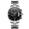 Men\'s Stainless Steel Watches with Business Leisure Calendar Quartz Watches Waterproof Black Refined Steel Watches