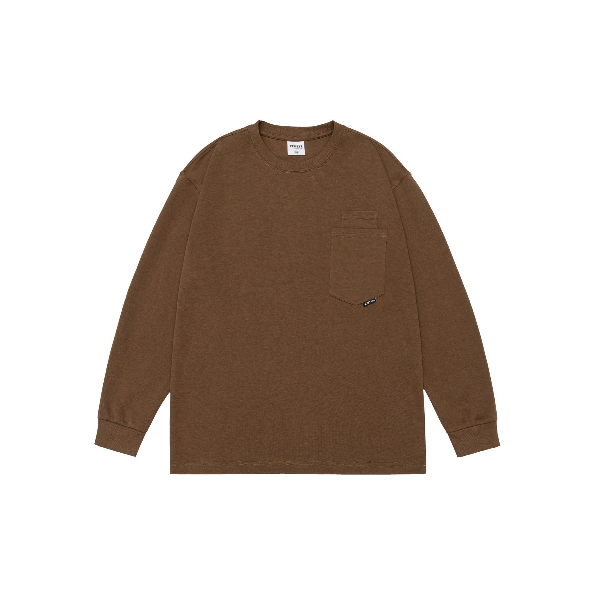 Design Loose Round Neck Half Sleeve Top American Heavy Solid Color Long Sleeve T-shirt For Men