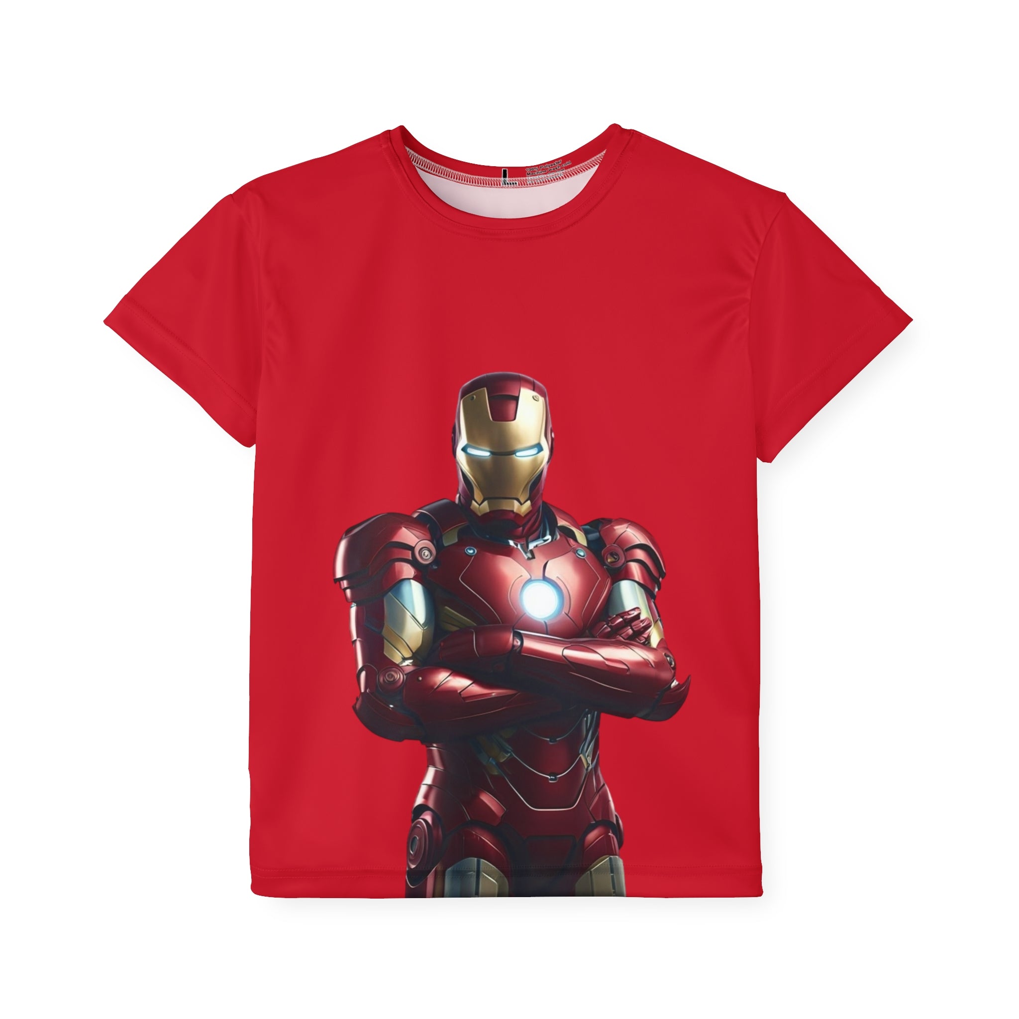 Kids Iron Man Sports Jersey - Red Superhero Tee for Active Play