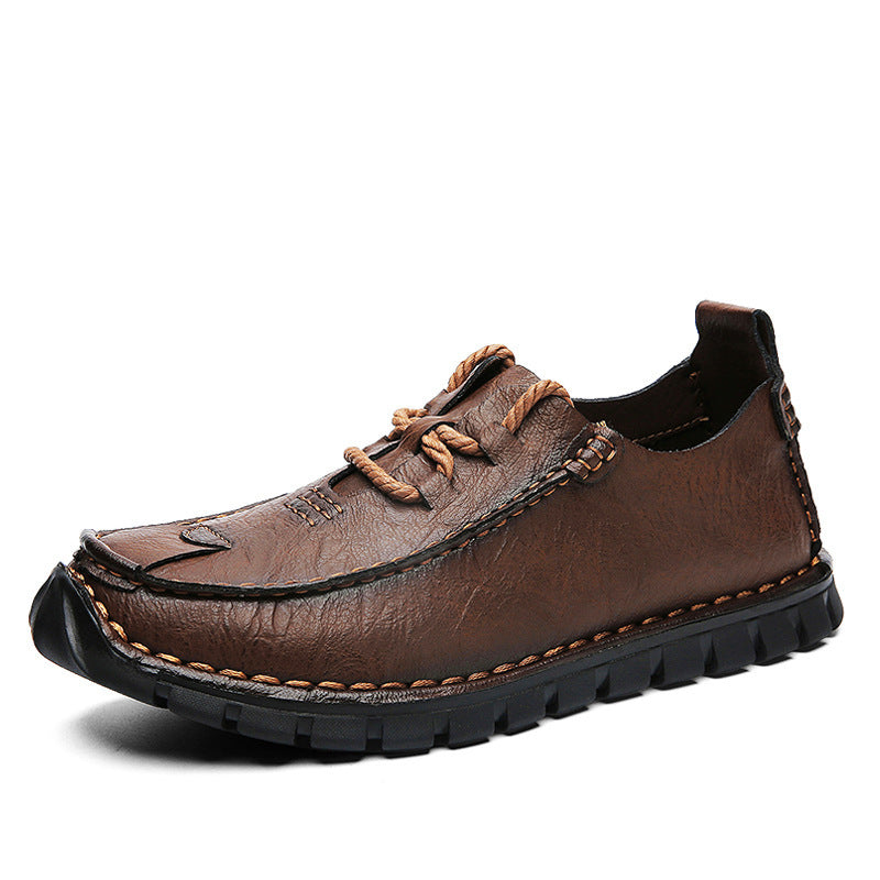 Outdoor Sports Anti-slip Lace-up Soft Bottom Men's Casual Leather Shoes