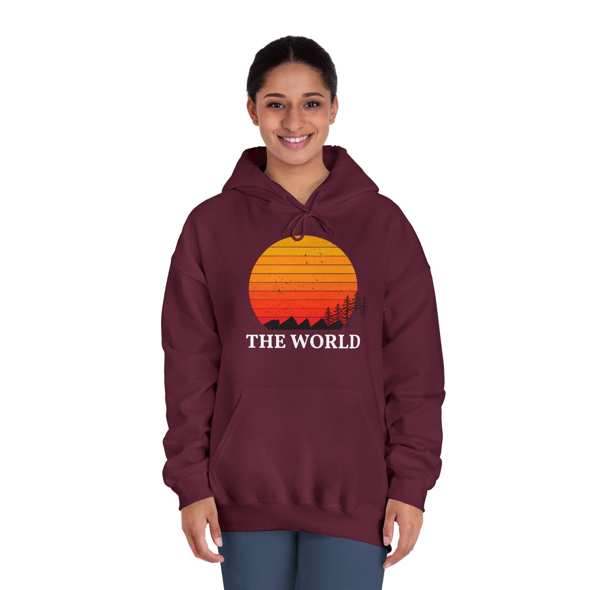 Sunset Vibes Unisex Hooded Sweatshirt - 'THE WORLD' Design