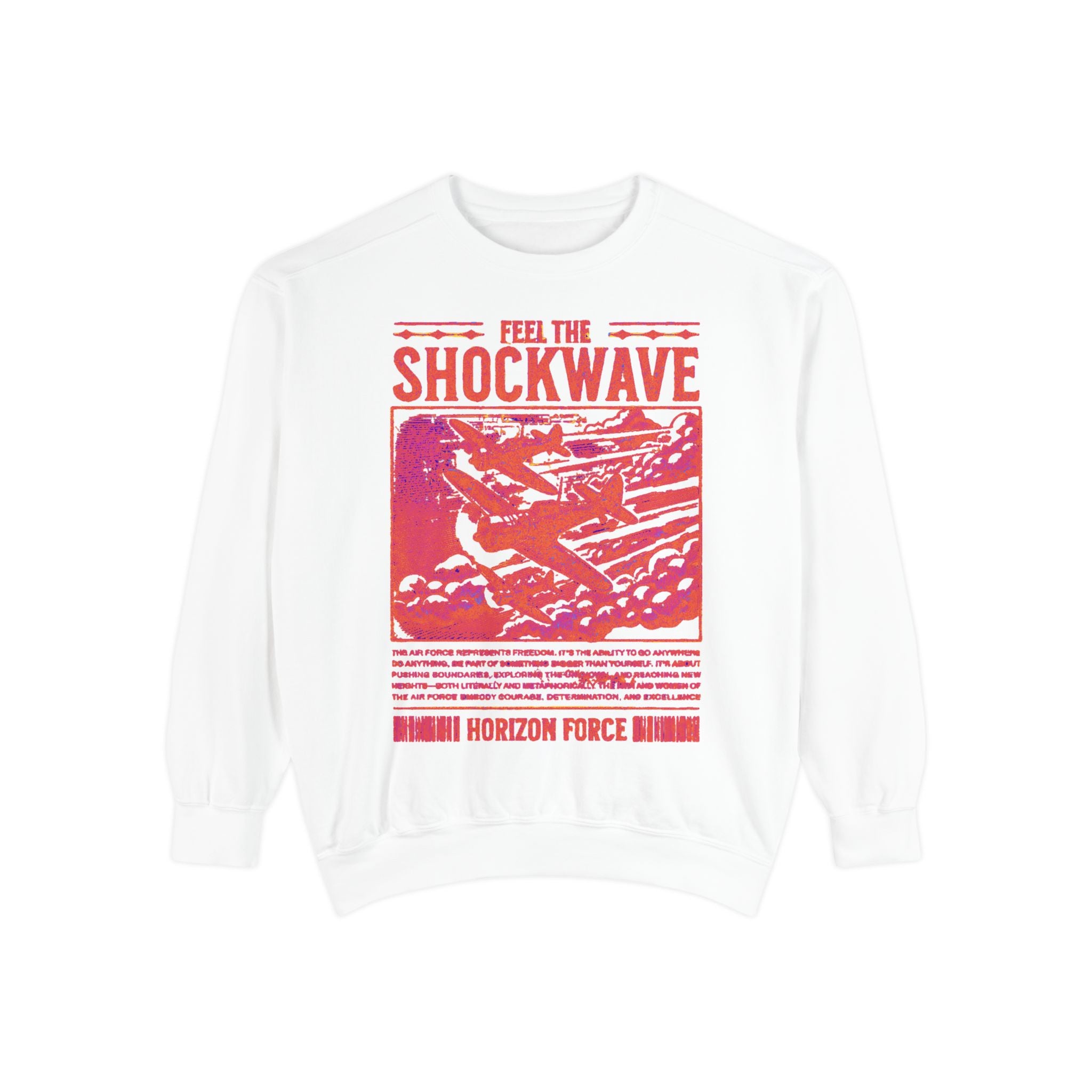 Shockwave Unisex Garment-Dyed Sweatshirt - Retro Style Design, Cozy Streetwear, Trendy Oversized, Perfect Gift for Casual Days, Festivals