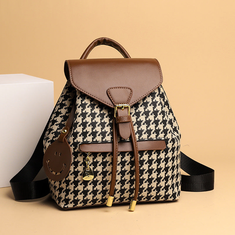 Houndstooth Backpack Women High Capacity Travel Bags Girls – Aviationkart