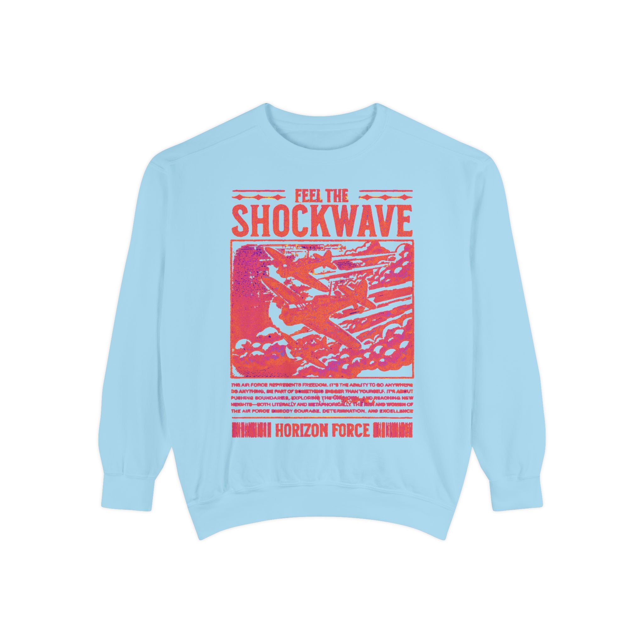 Shockwave Unisex Garment-Dyed Sweatshirt - Retro Style Design, Cozy Streetwear, Trendy Oversized, Perfect Gift for Casual Days, Festivals