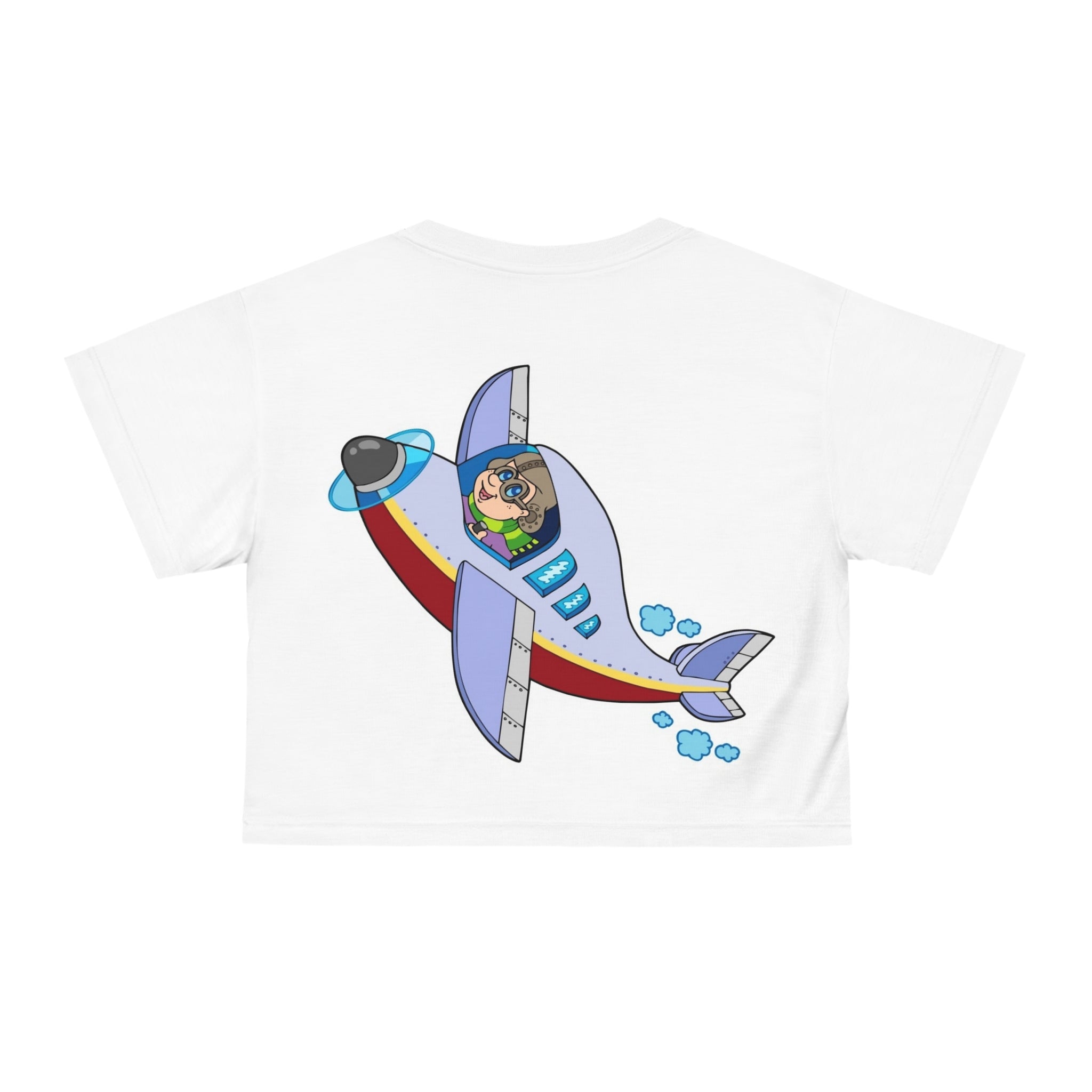 Kids' Airplane Graphic Crop Tee - Fun Flying Design for Young Adventurers