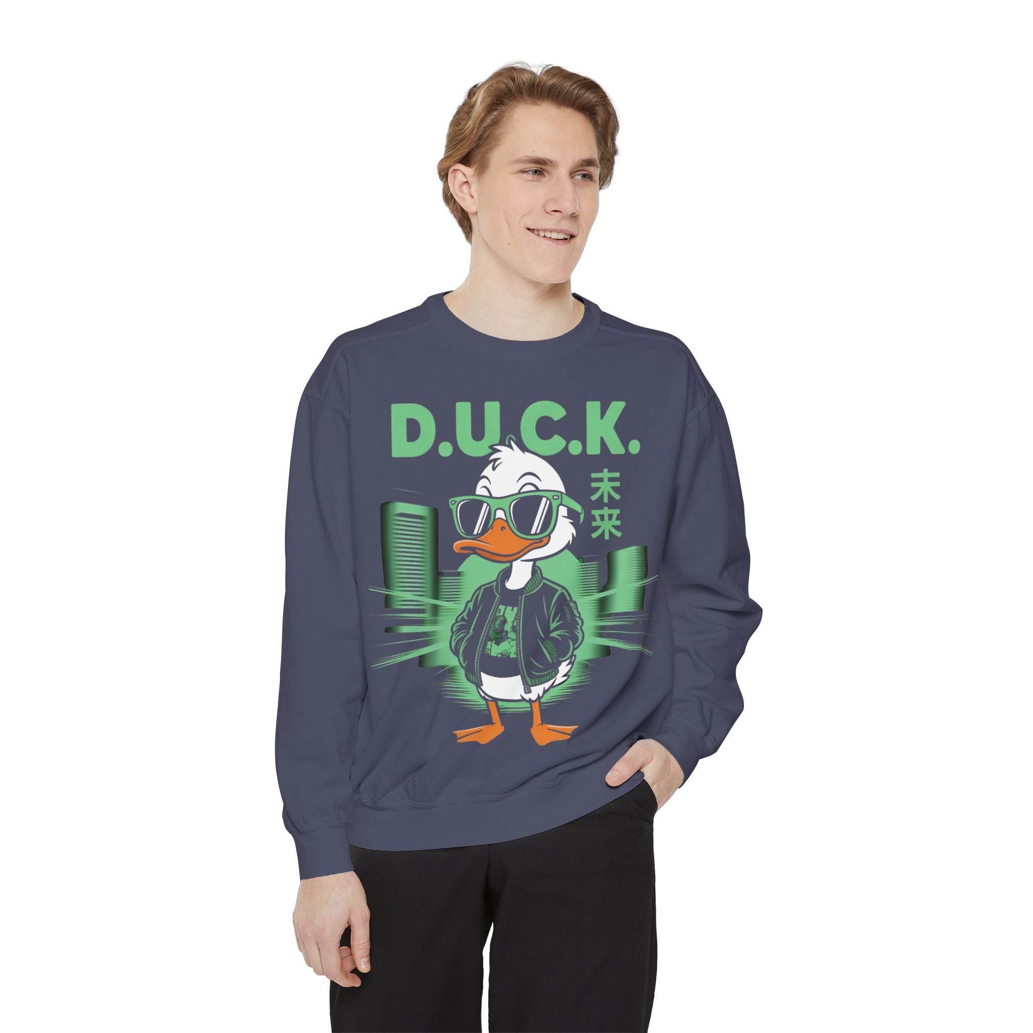 Cool Duck Graphic Sweatshirt, Unisex Sweatshirt, Casual Wear, Streetwear Style, Unique Gift, Cozy Layering Essential