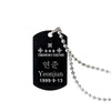 Stainless steel lettering black tag