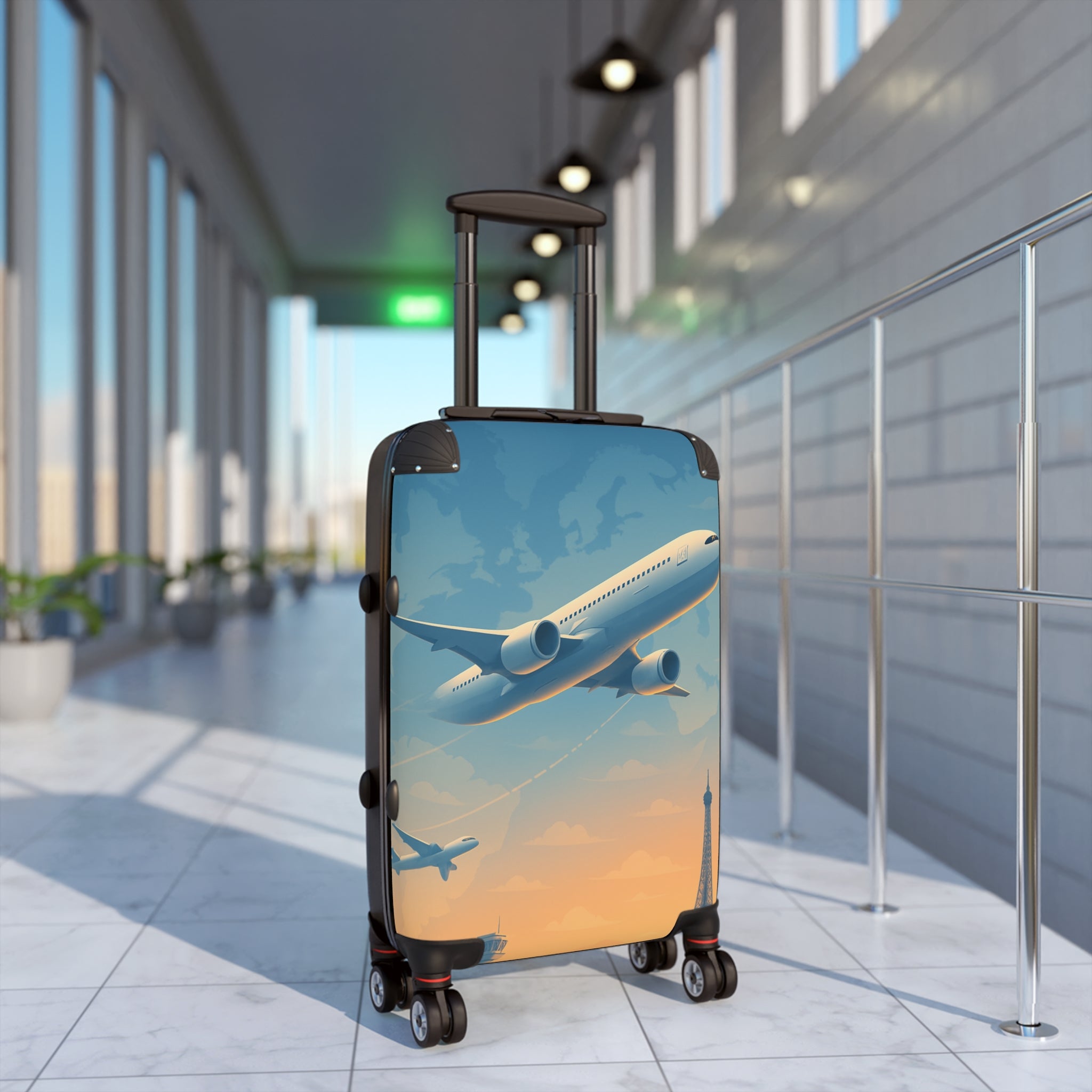 Travel Suitcase with Scenic Airplane Design – Perfect for Adventurers and Jet-Setters