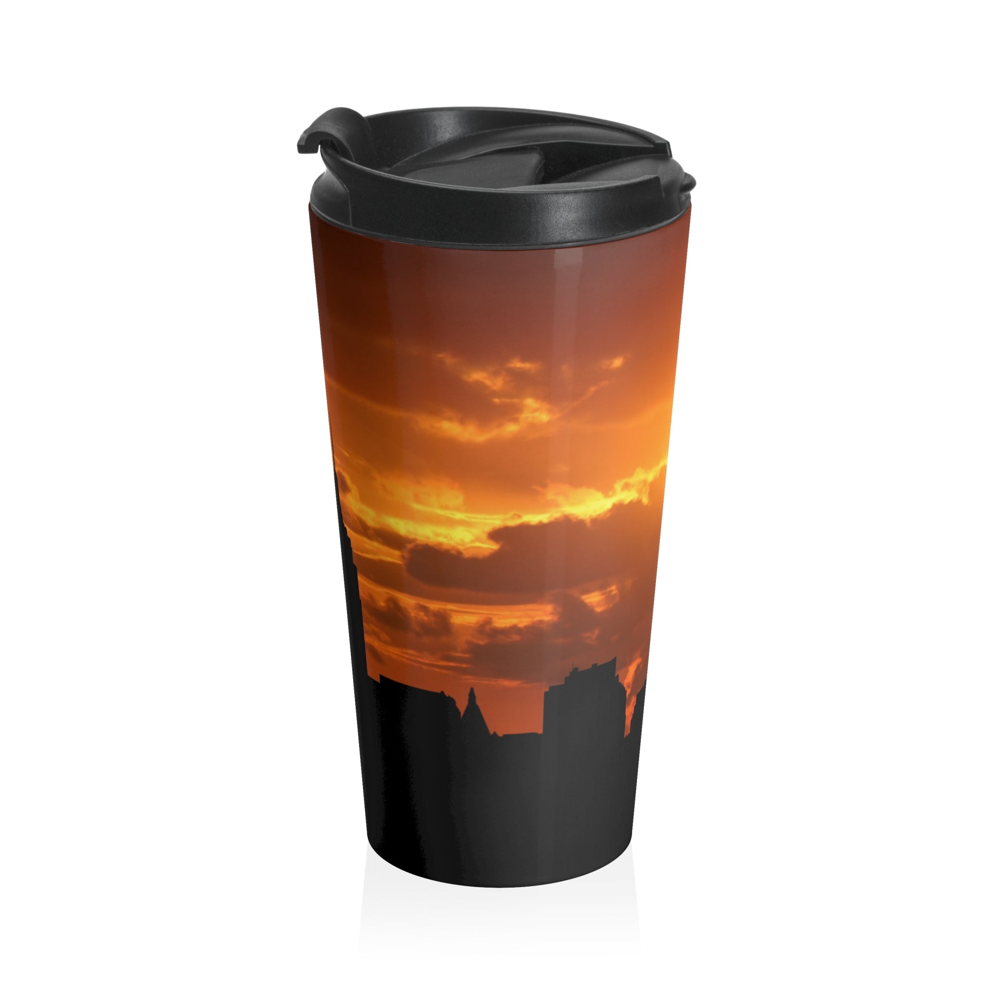 Sunset Skyline Travel Mug - Perfect for Adventurers and Jet-Setters