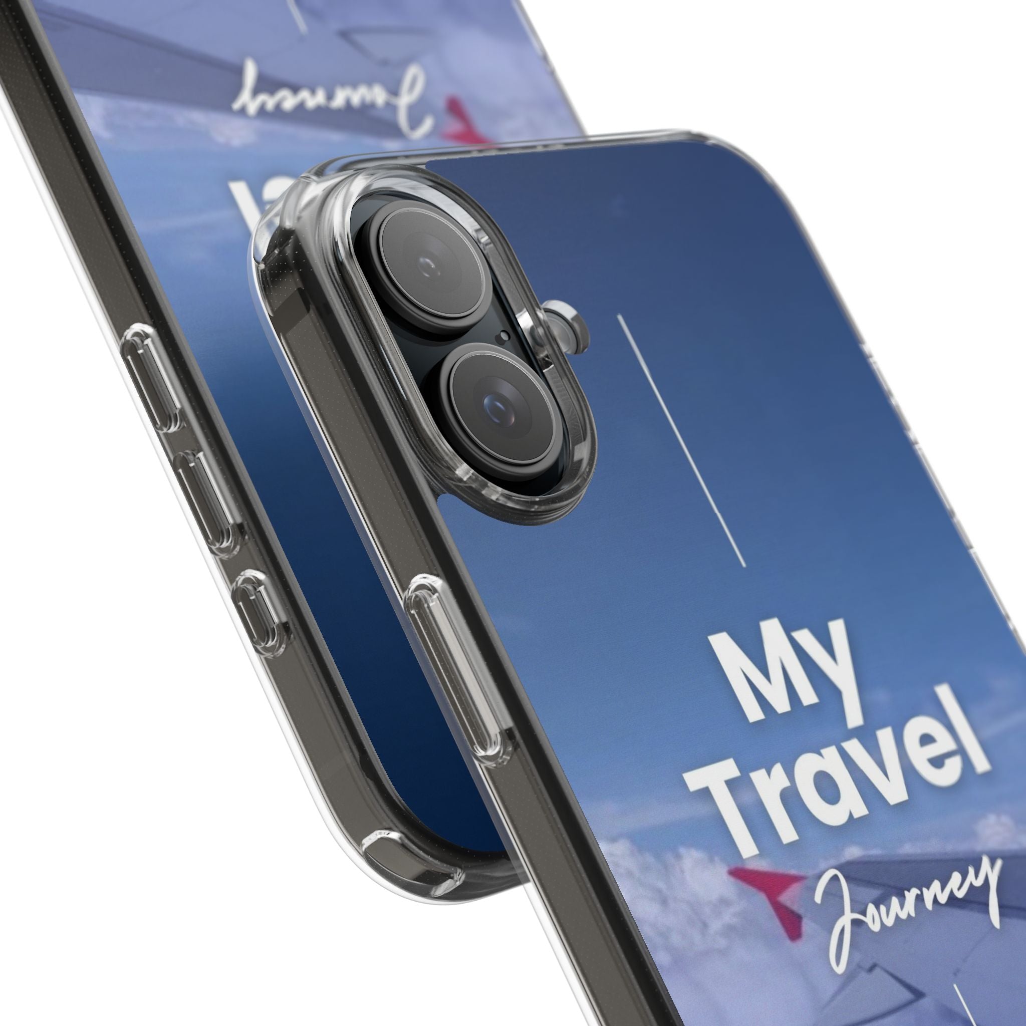 Clear Travel Phone Case, Custom Case, Airplane Design, Gift for Travelers, Adventure Lover, Travel Journal Accessory