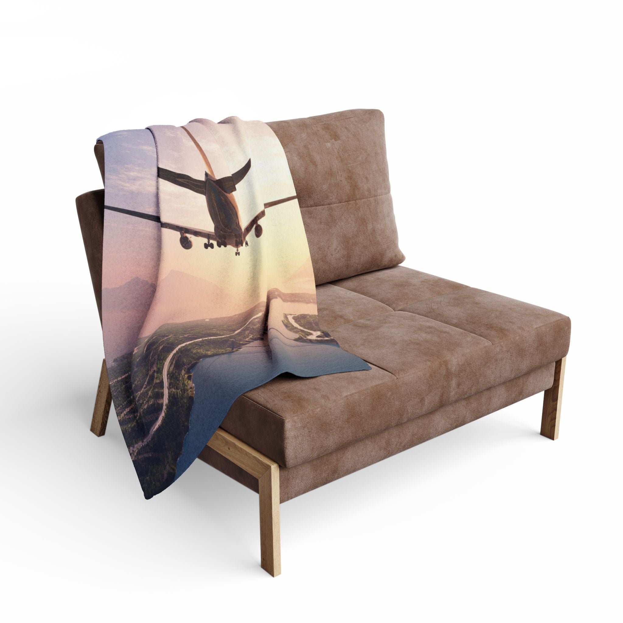 Cozy Arctic Fleece Blanket - Airplane Sunset Design, Travel Gift, Home Decor, Chill Evenings, Warmth for Adventures