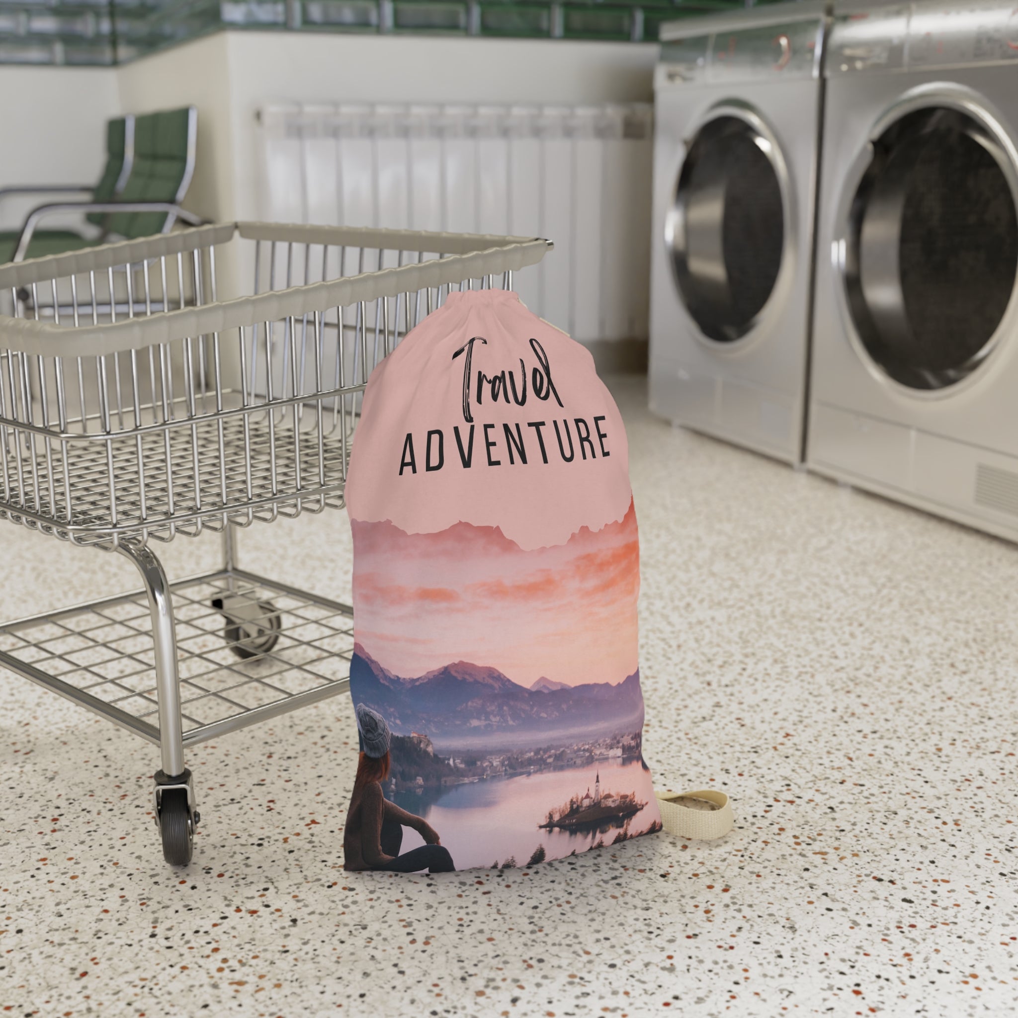 Travel Adventure Laundry Bag, Stylish Storage, Vacation Organizer, Clothes Carrier, Gift for Travelers, Beach Bag, Home Decor