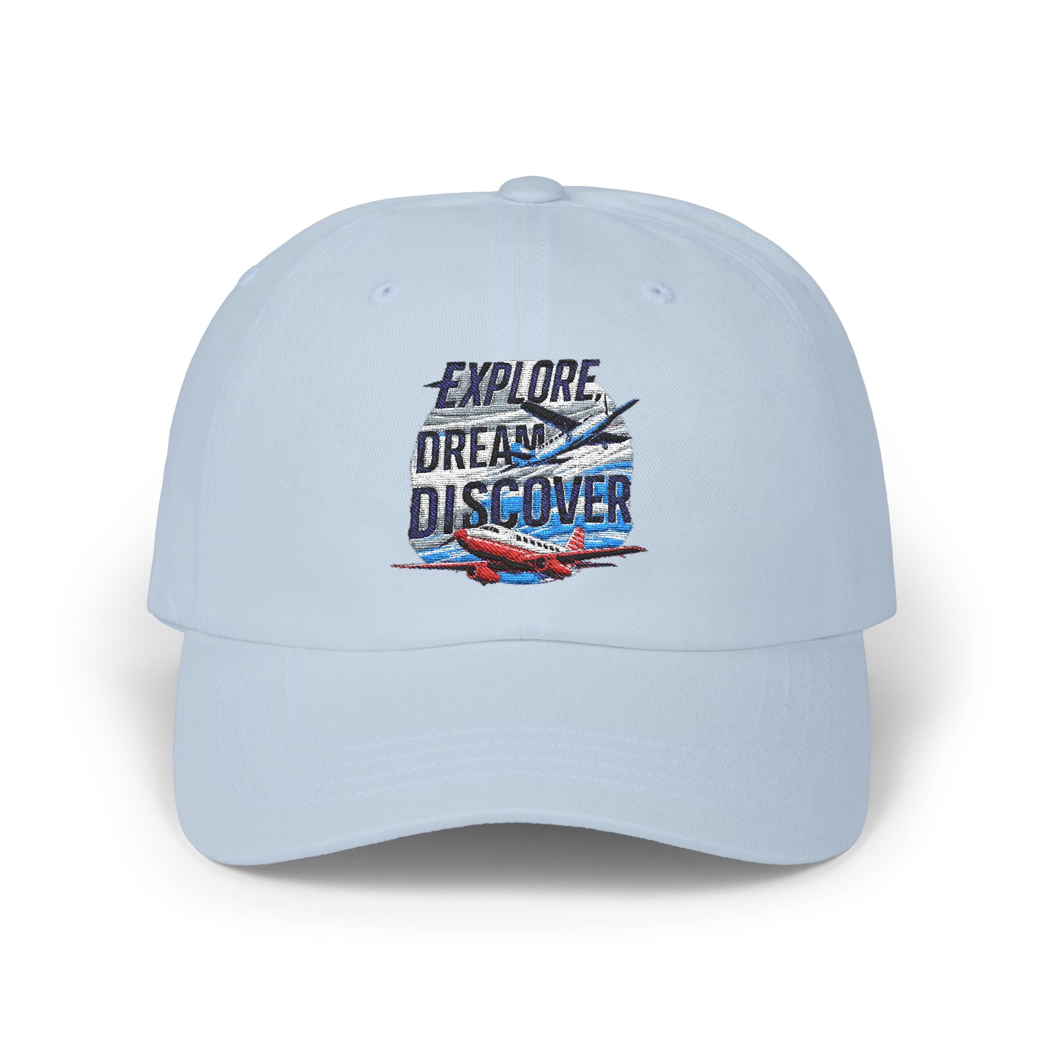 Explore Dream Discover Dad Cap - Adventure Inspired White Baseball Hat