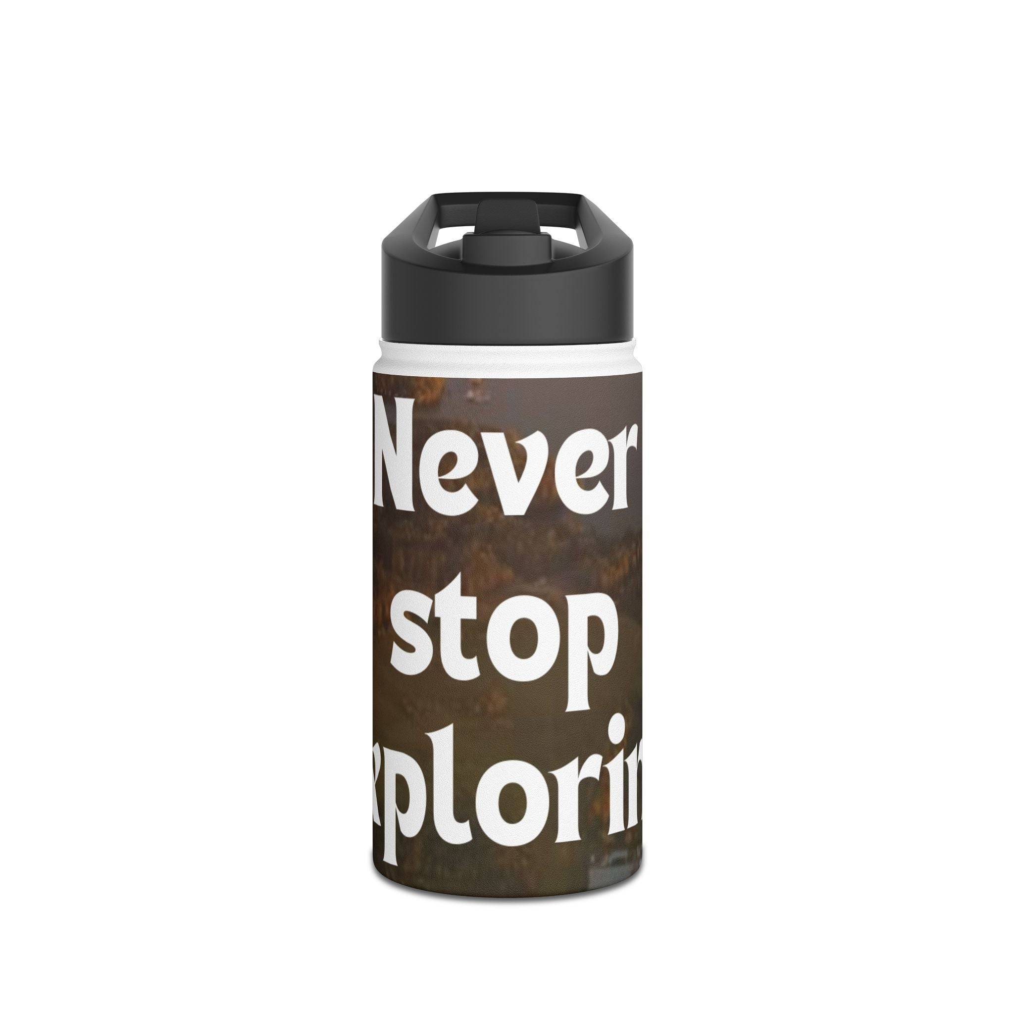 Adventurous Stainless Steel Water Bottle - Never Stop Exploring - Travel Mug, Hiking Gift, Outdoor Hydration, Gym Essential, Camping Gear