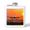 Travel Flask with Airplane Sunset Design - 6oz Stainless Steel