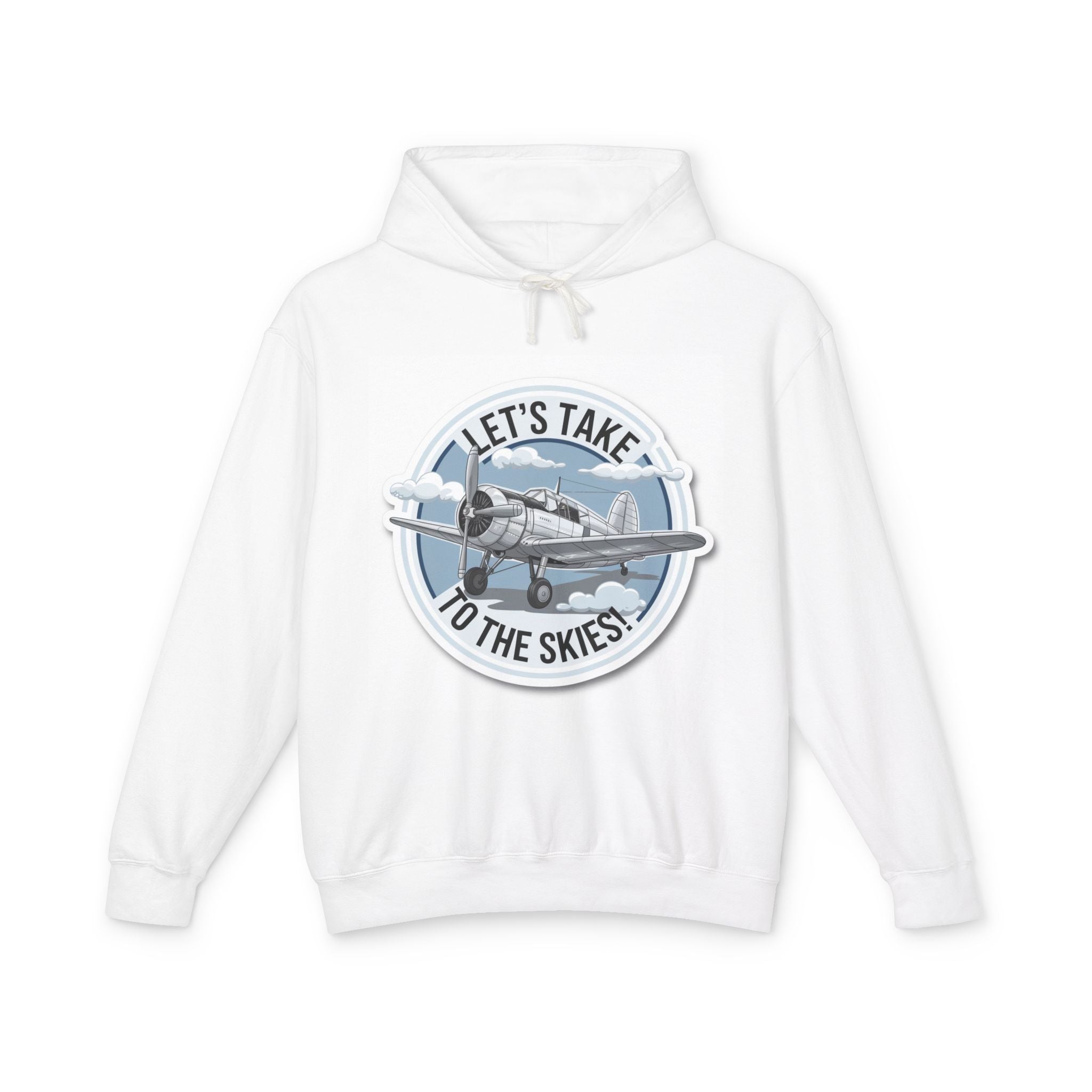 Sky-Themed Unisex Lightweight Hooded Sweatshirt - "Let's Take to the Skies!"