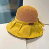 Bow Fisherman Hat Summer Straw Sunhat With Large Brim Anti-UV Sunshade And Face Protection Hat Outdoor