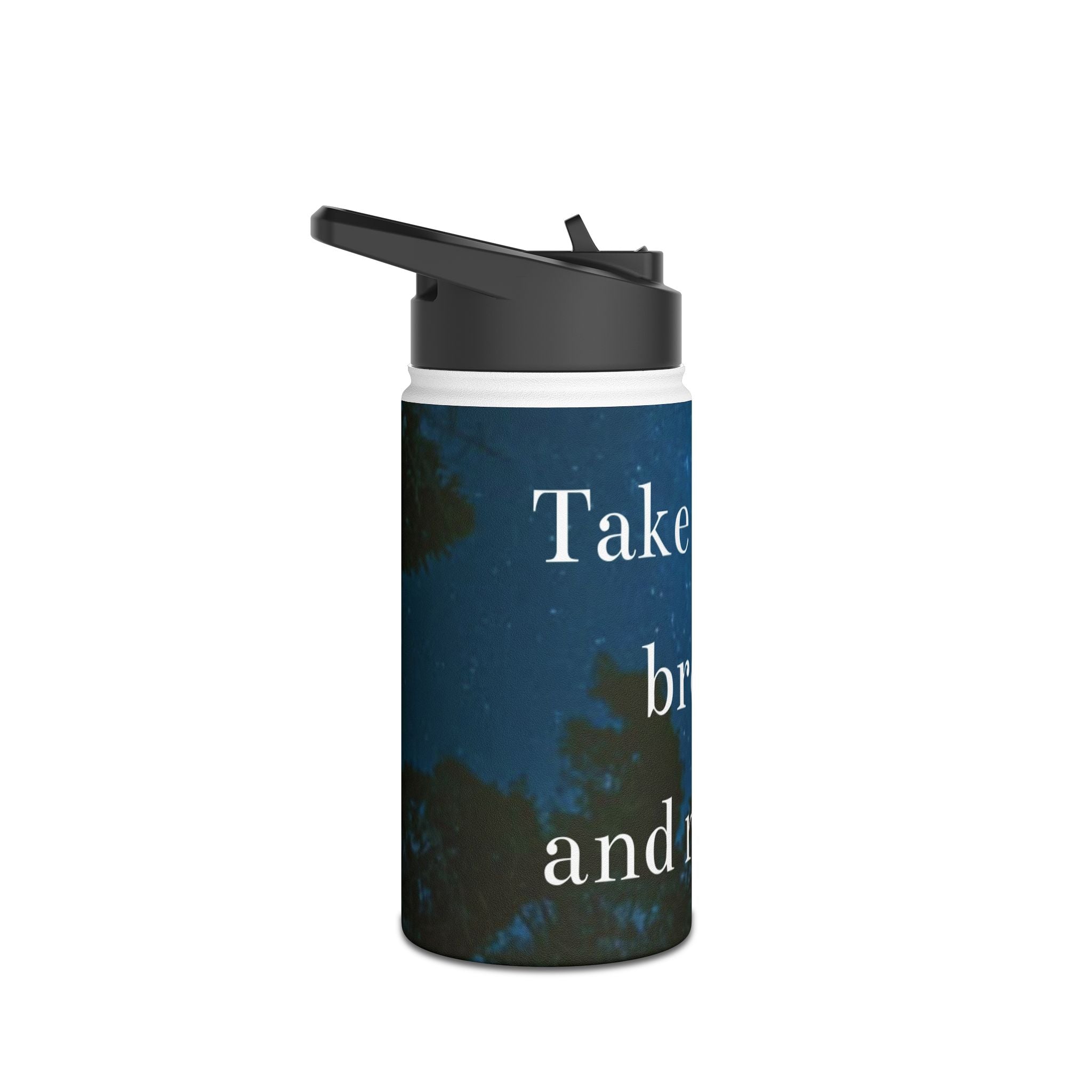 Serene Stainless Steel Water Bottle with Inspirational Quote, Travel Tumbler, Eco-Friendly Flask, Fitness Hydration, Gift for Nature Lovers