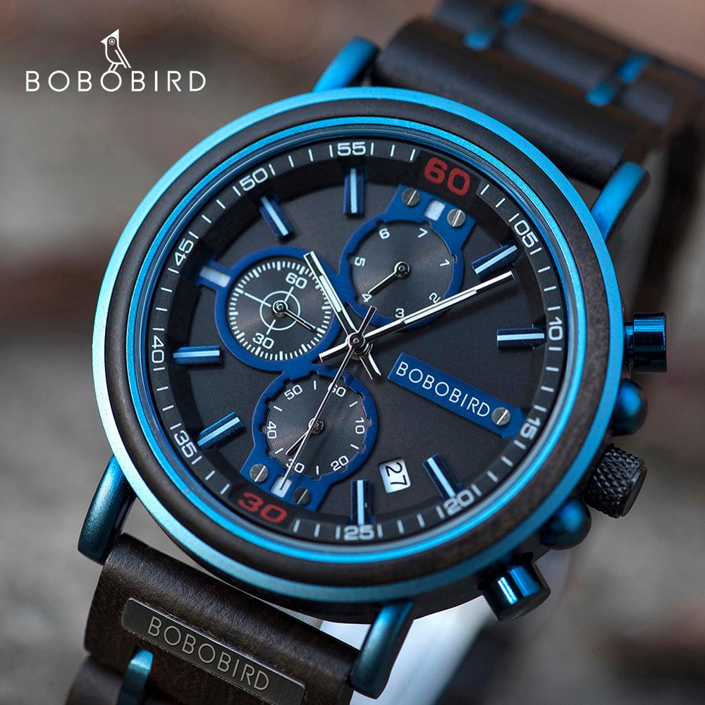 Bobo Bird Men's Watches Men Quartz Wristwacth Chronograph Watch For Men Male Stopwatch Custom Male Watches Father's Day Gift