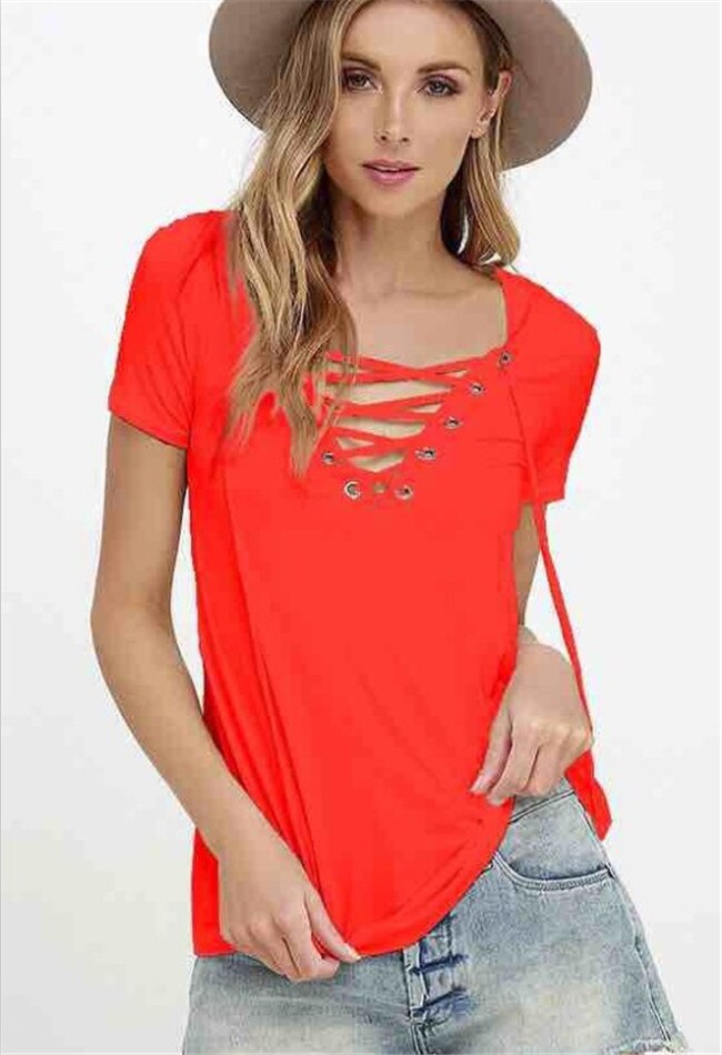 DICLOUD Fashion V-Neck T-Shirt Women New Summer Black Ladies' Tops Short Sleeve Lace Hollow Shirt Tees 2023