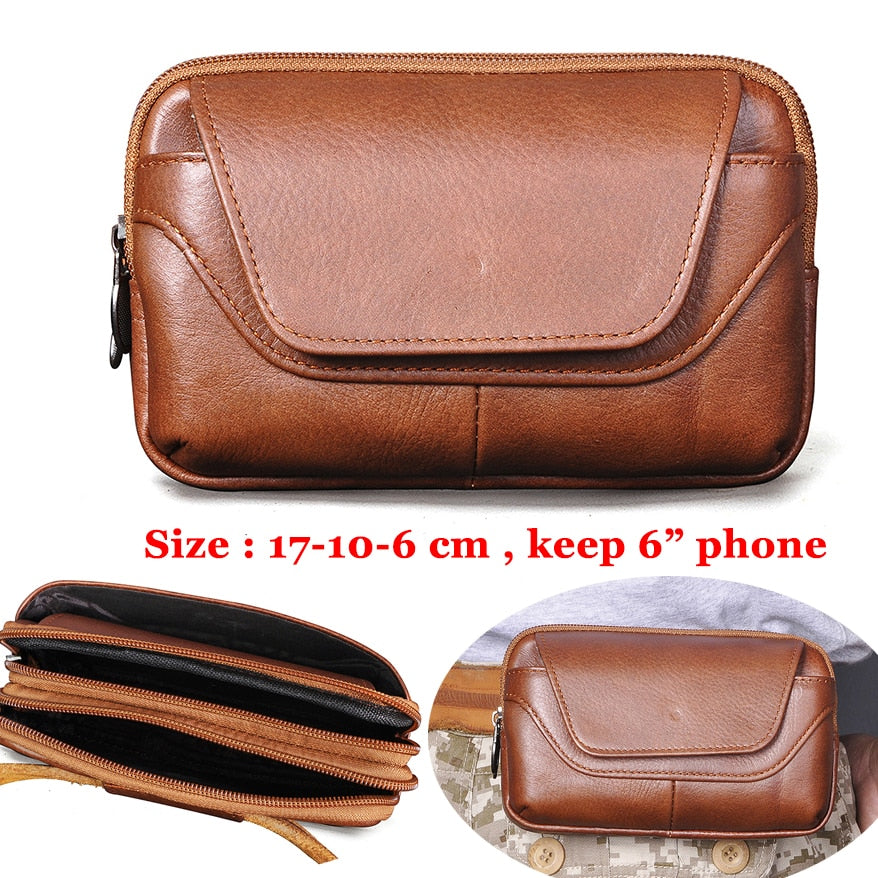 Fashion Quality Leather Small Summer Pouch Hook Design Waist Pack Bag Cigarette Case 6" Phone Pouch Waist Belt Bag 1609