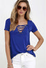 DICLOUD Fashion V-Neck T-Shirt Women New Summer Black Ladies' Tops Short Sleeve Lace Hollow Shirt Tees 2023