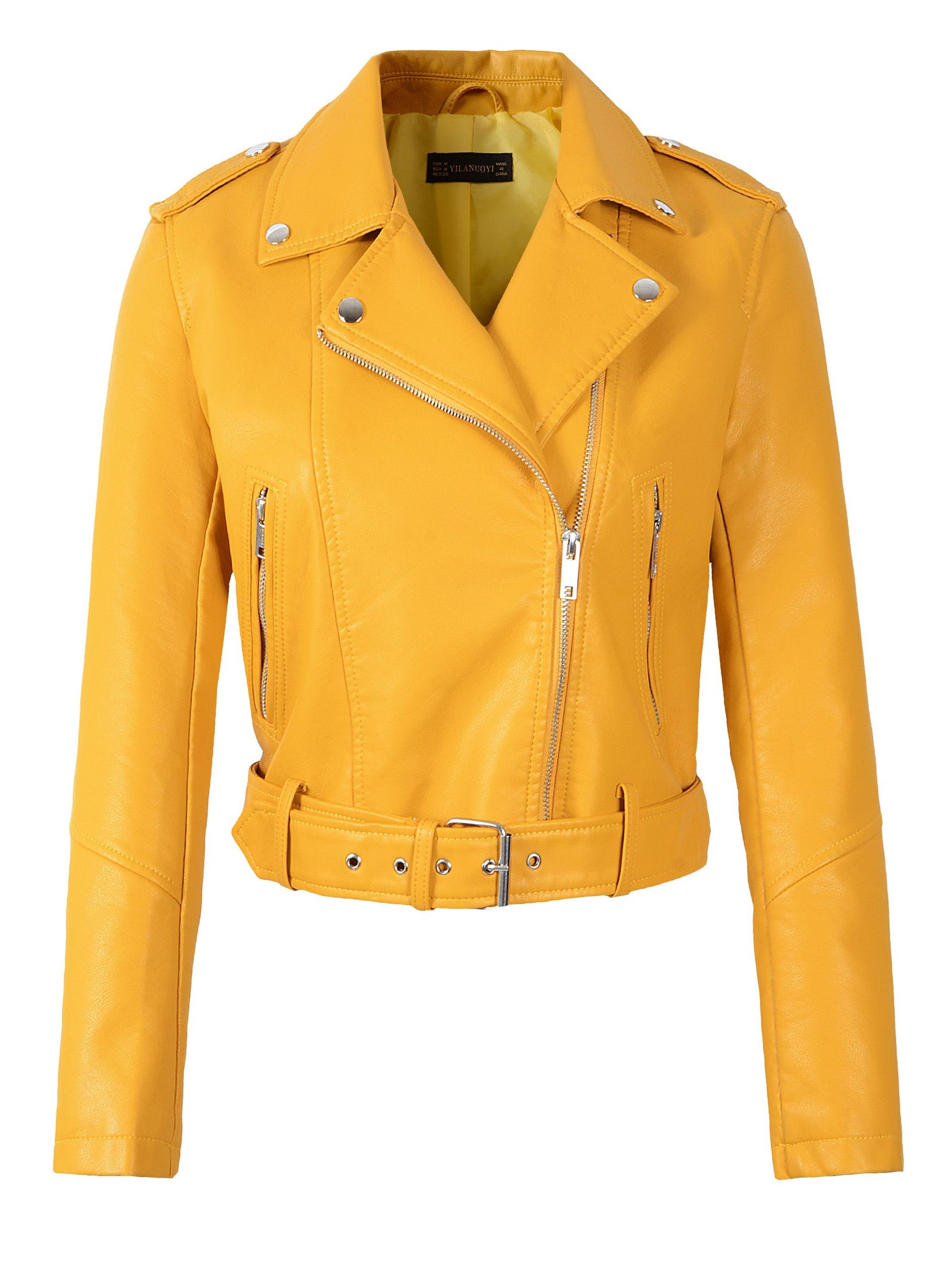 New Arrival brand Winter Autumn Green Motorcycle leather jackets yellow leather jacket women leather coat slim PU jacket Leather