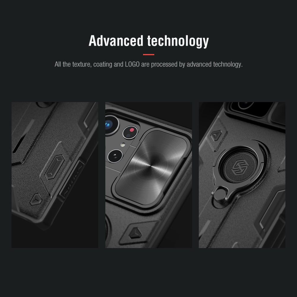 NILLKIN Slide Cover Case For Samsung Galaxy S22 Ultra Ring Stand Case for Galaxy S22 Ultra 5G 2022 designer Shockproof Case