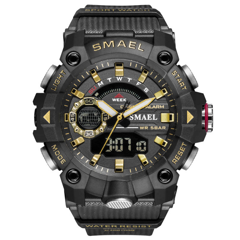 SMAEL Fashion Men's Sport Watches Shock Resistant 50M Waterproof Wristwatch LED Alarm Stopwatch Clock Military Watches Men 8040