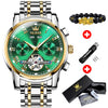 OLEVS Mechanical Men Watches Automatic Stainless Steel Waterproof Date Week Green Fashion Classic Wrist Watches 6607