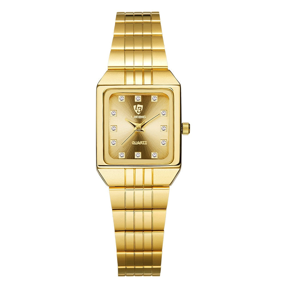 Golden Quartz Watch Men Women Luxury Watches relogio masculino Luxury Gold Bracelet Wrist Watches Steel Female Male Clock 8808