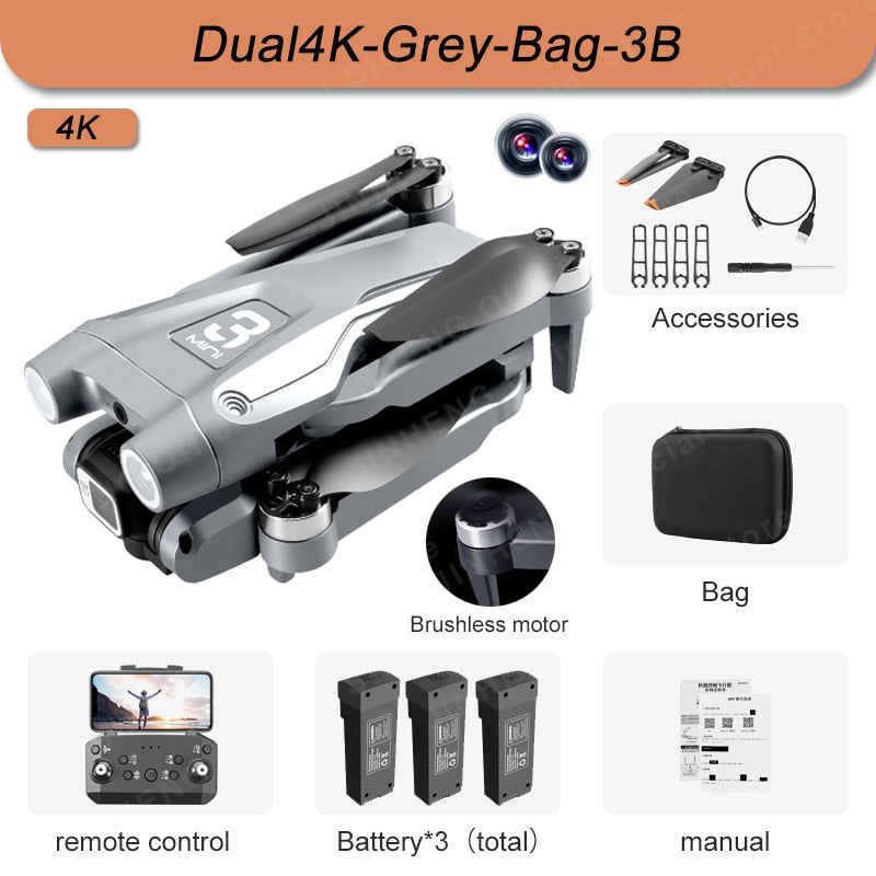 MINI Z908Pro Max Dual4K ESC Professional Drone WIFI FPV Obstacle Avoidance Brushless Four-Axis Folding Rc Quadcopter Toy Gift