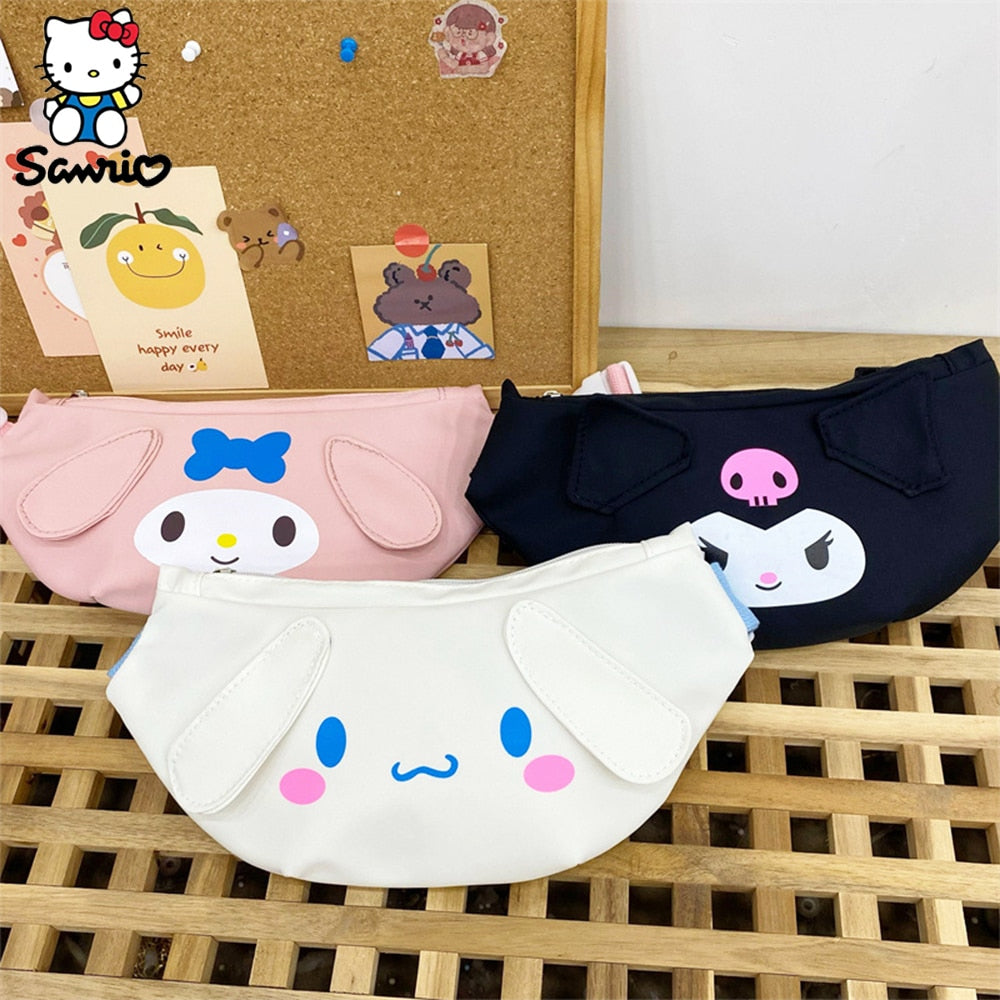 Kawaii Sanrio Crossbody Cinnamoroll Chest Bag Anime Kuromi Messenger Bag My Melody Waist Pack Mobile Phone Bag Purses Women Gift