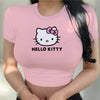 Hello Kitty Printed Women T-shirts Harajuku 2023 New Tops Casual Tee Summer Short Sleeve Graphic Female  Slim Tshirt for Women