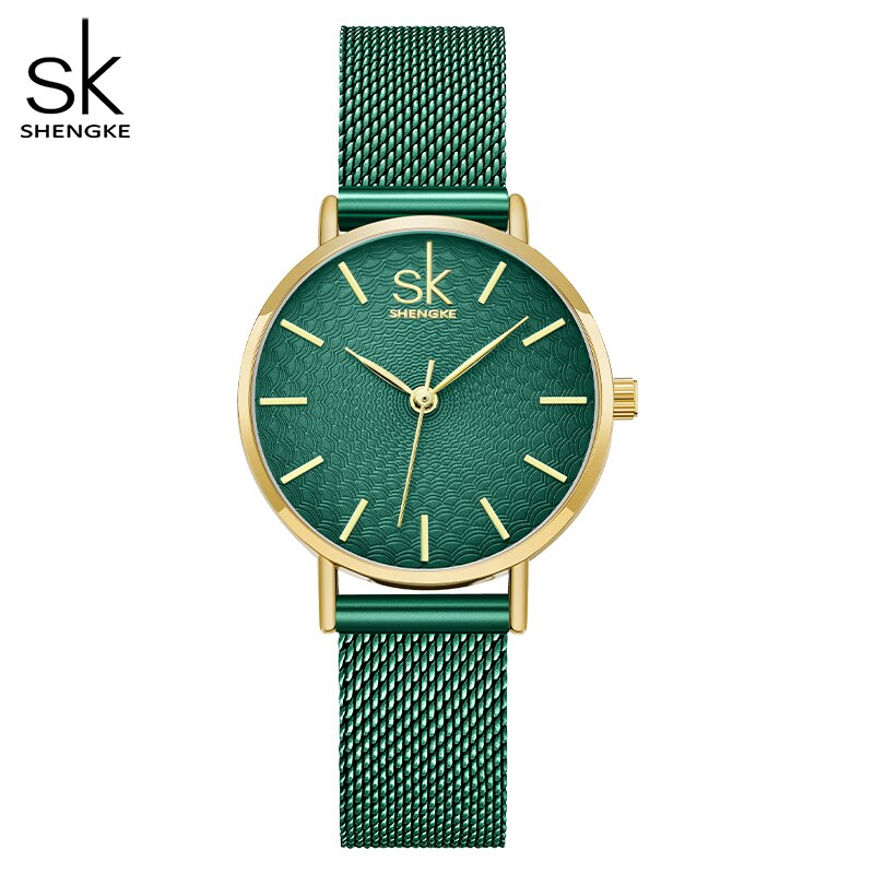 Shengke New Creative Women Watches Luxury Rosegold Quartz Ladies Watches Relogio Feminino Mesh Band Wristwatches Reloj Mujer